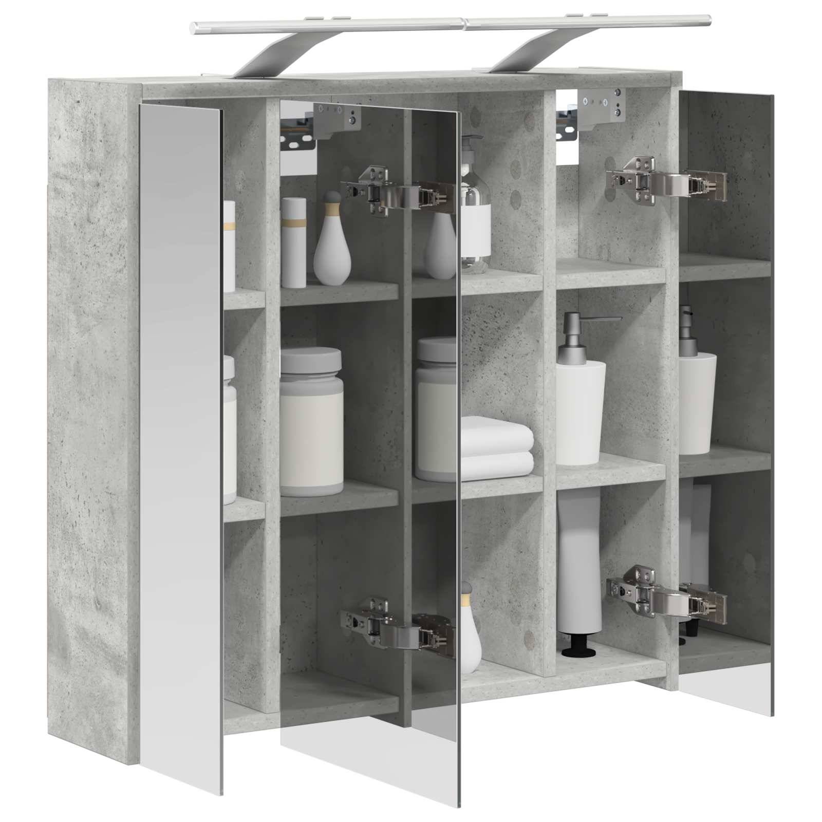 vidaXL Badezimmerspiegelschrank Beton Grau 63,5 x 16 x 62,5 cm