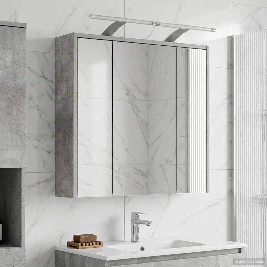 vidaXL Badezimmerspiegelschrank Beton Grau 63,5 x 16 x 62,5 cm