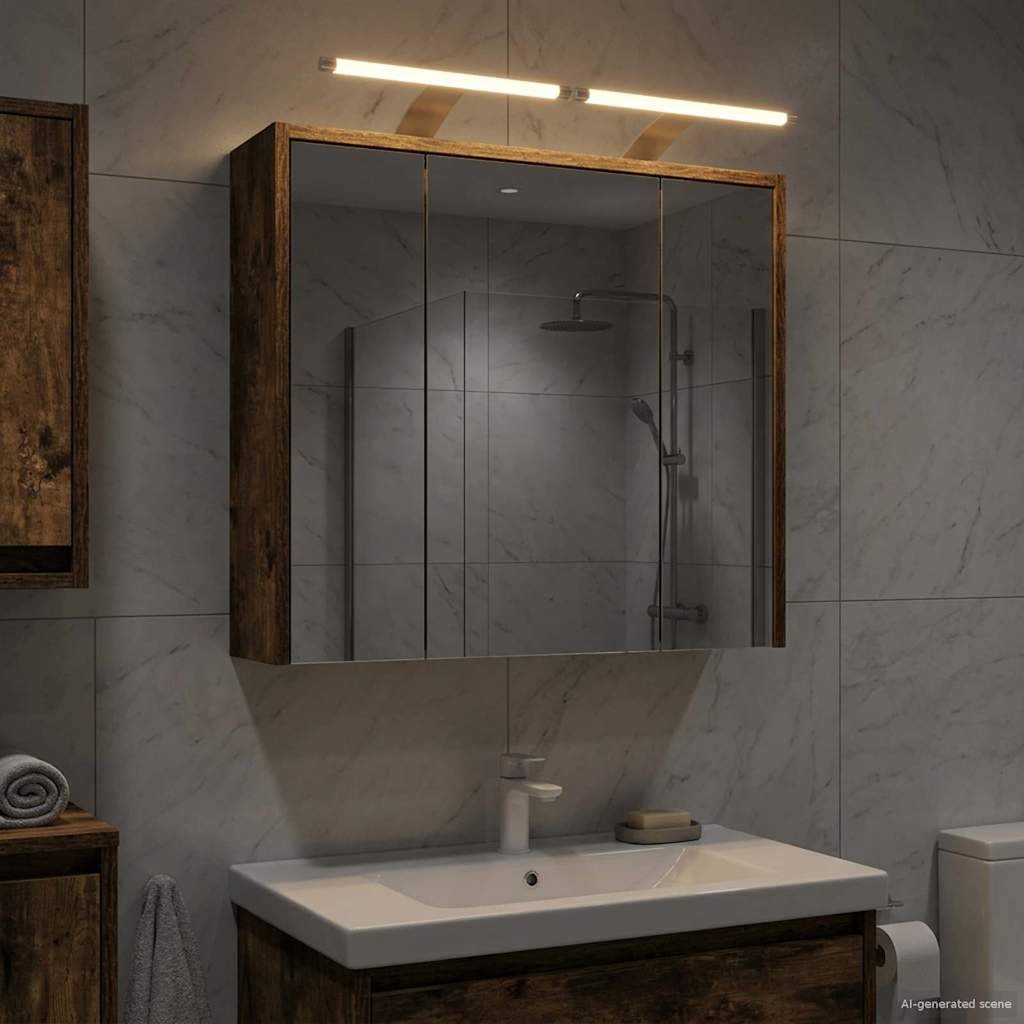 vidaXL Badezimmerspiegelschrank Geräucherte Eiche 63,5 x 16 x 62,5 cm