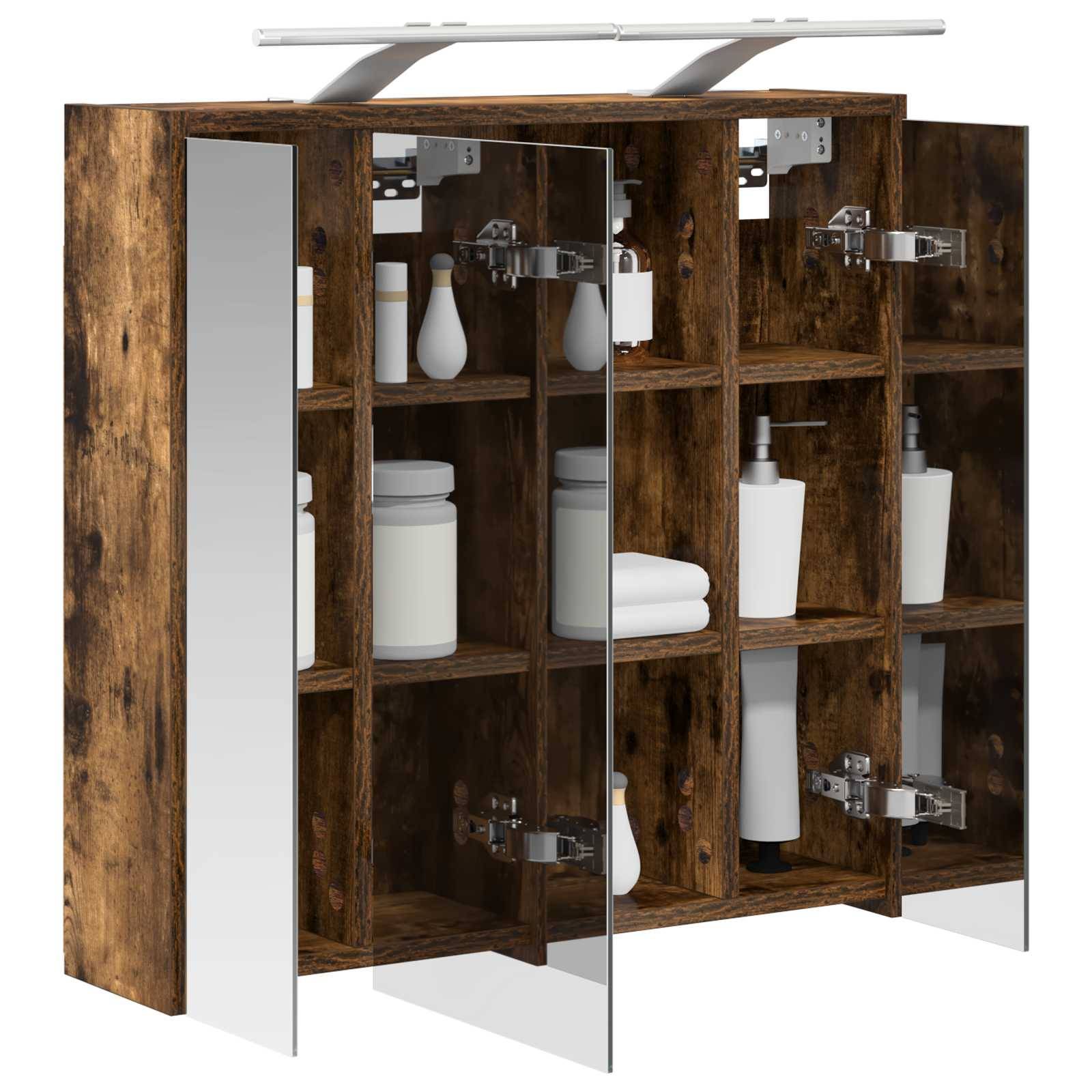vidaXL Badezimmerspiegelschrank Geräucherte Eiche 63,5 x 16 x 62,5 cm