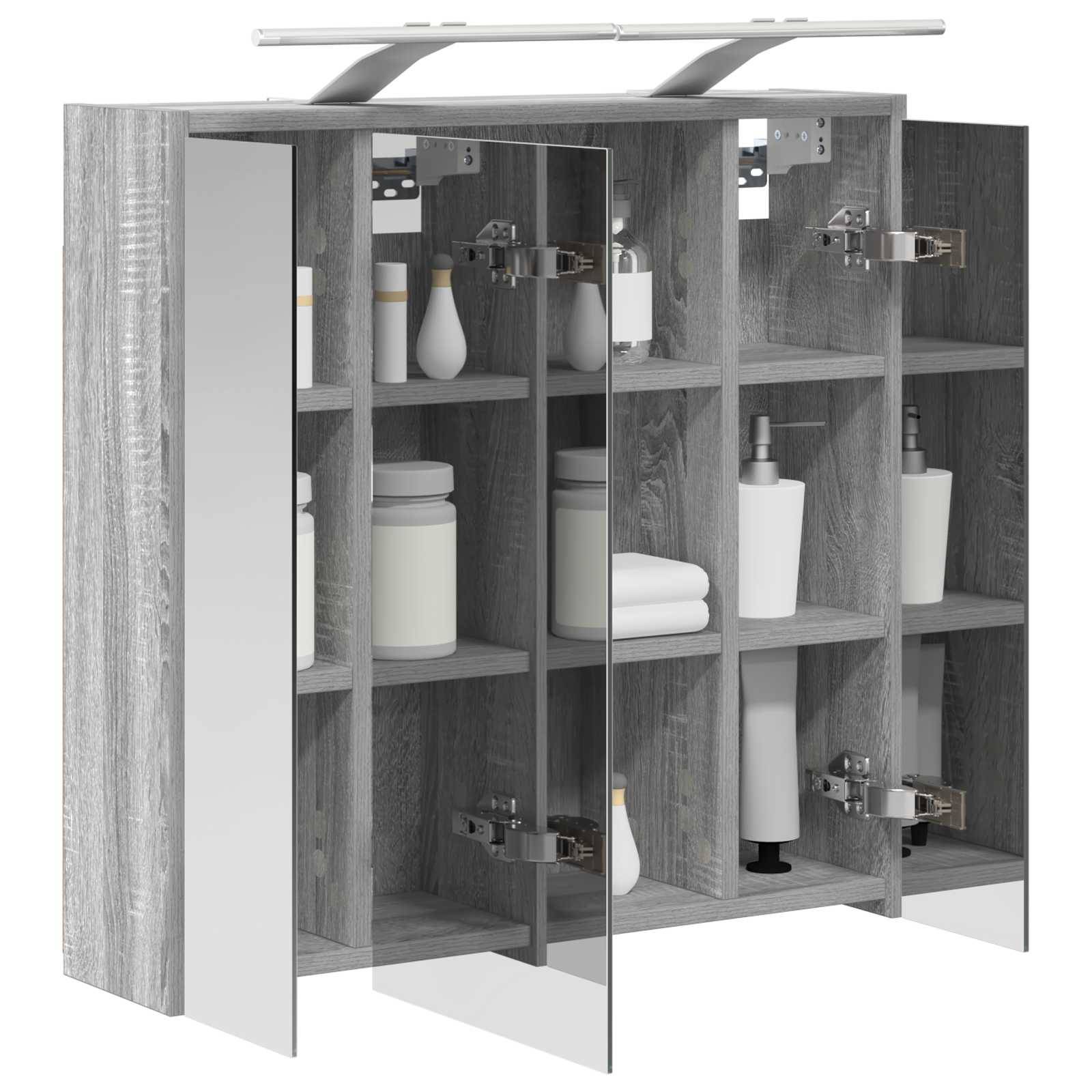 vidaXL Badezimmerspiegelschrank Graues Sonoma 63,5 x 16 x 62,5 cm