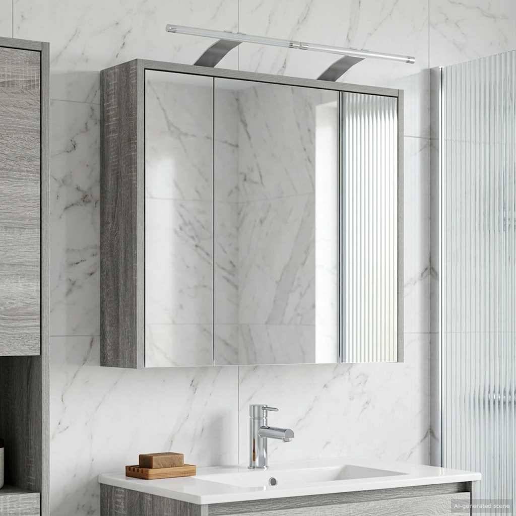 vidaXL Badezimmerspiegelschrank Graues Sonoma 63,5 x 16 x 62,5 cm