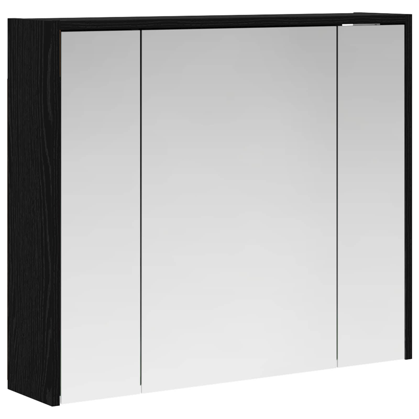 vidaXL Badezimmerspiegelschrank Schwarz Eichen-Optik