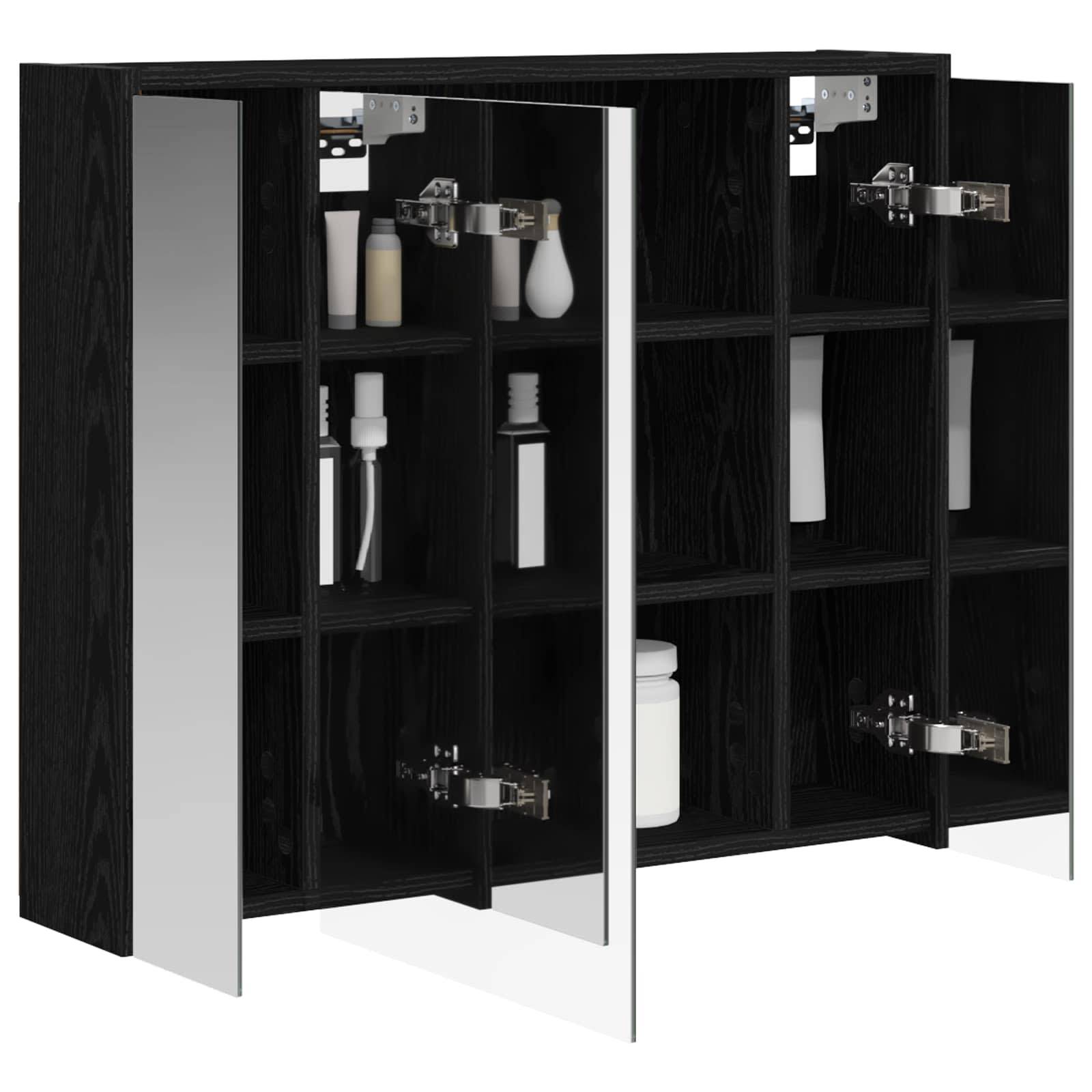 vidaXL Badezimmerspiegelschrank Schwarz Eichen-Optik
