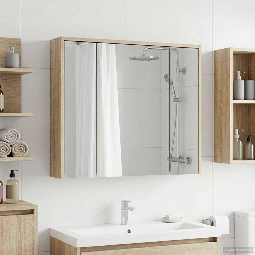 vidaXL Badezimmerspiegelschrank Sonoma-Eiche 73,5 x 16 x 62,5 cm