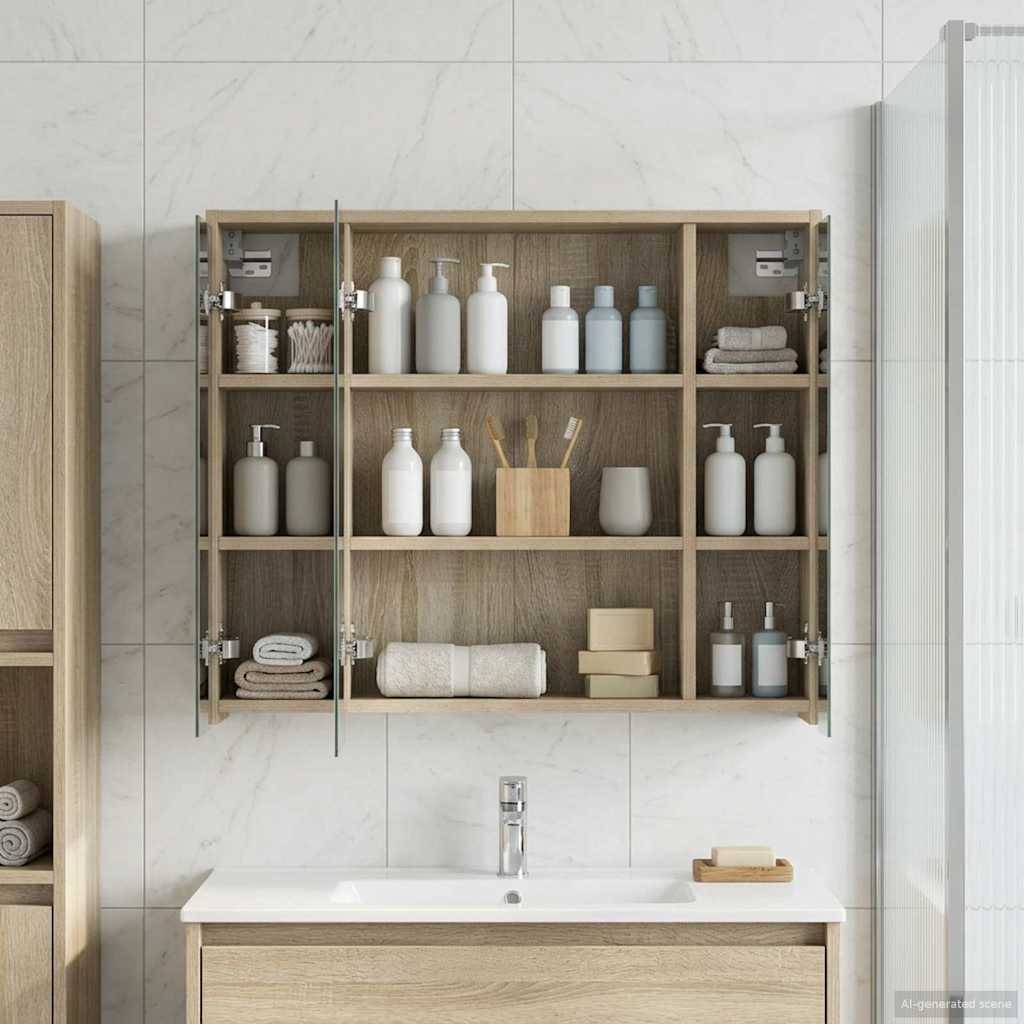 vidaXL Badezimmerspiegelschrank Sonoma-Eiche 73,5 x 16 x 62,5 cm