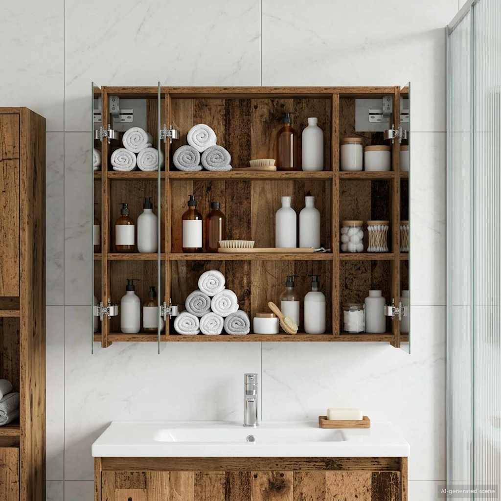 vidaXL Badezimmerspiegelschrank Altholz 73,5 x 16 x 62,5 cm