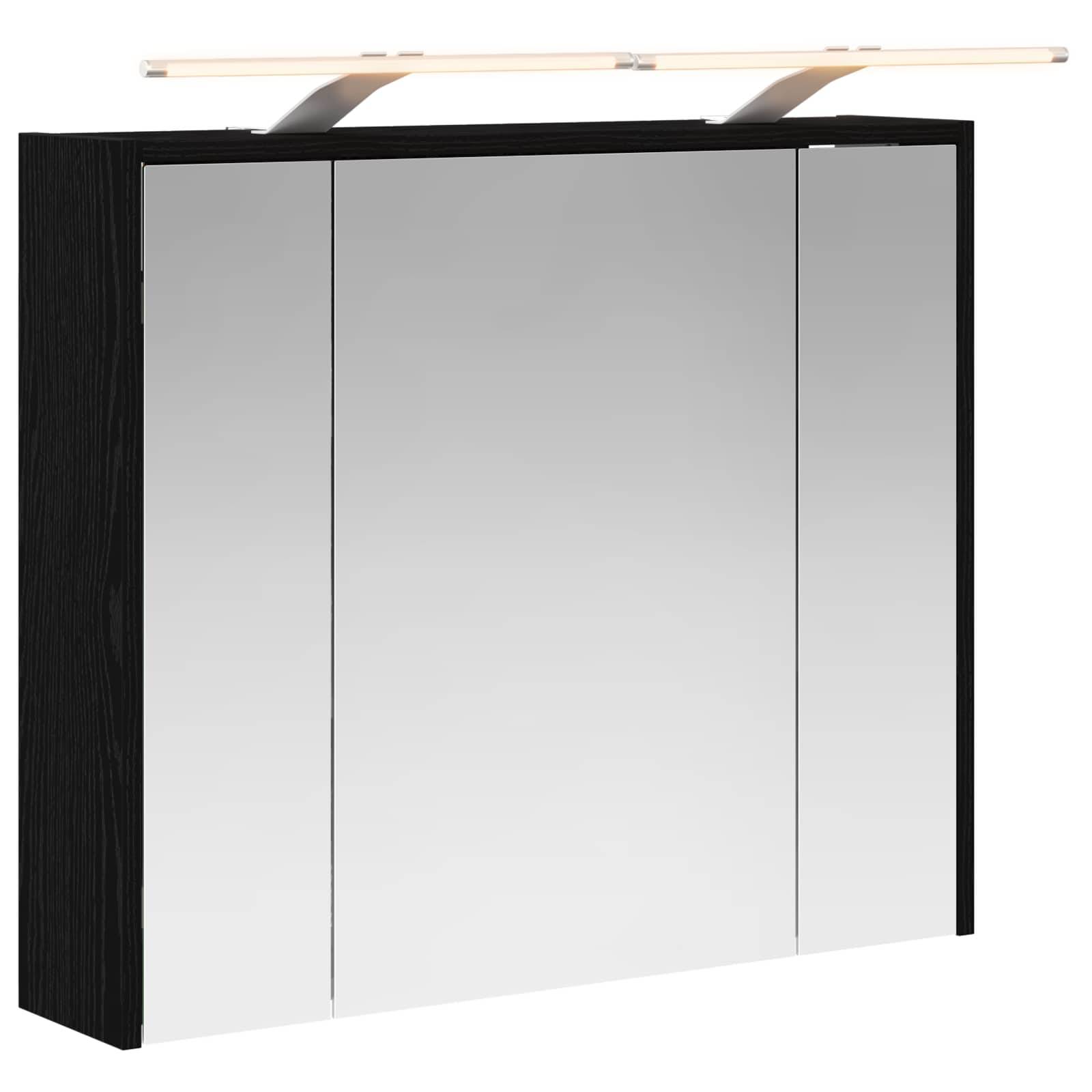 vidaXL Badezimmerspiegelschrank Schwarz Eichen-Optik