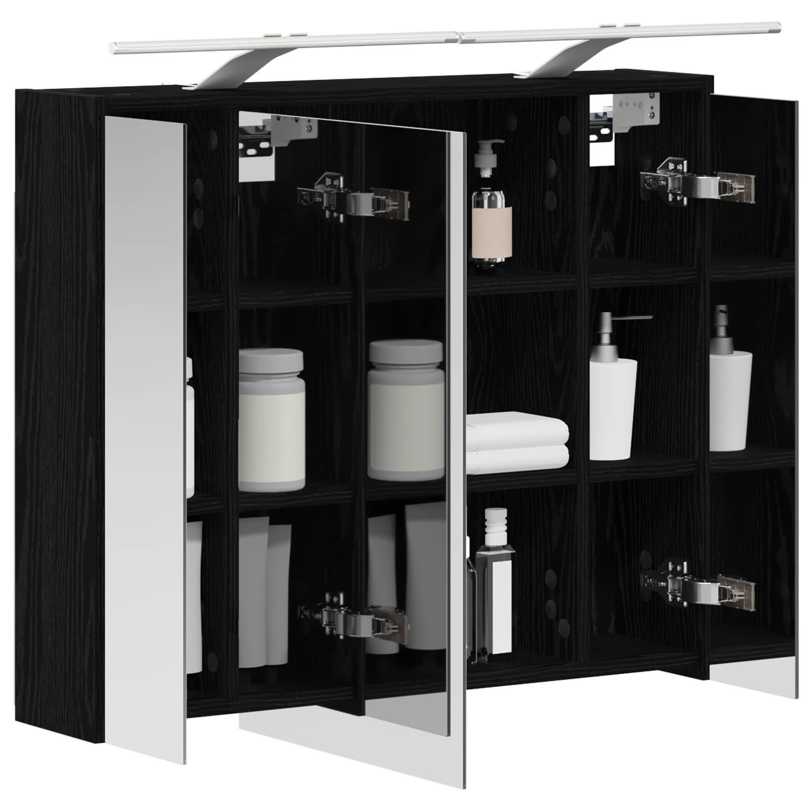 vidaXL Badezimmerspiegelschrank Schwarz Eichen-Optik