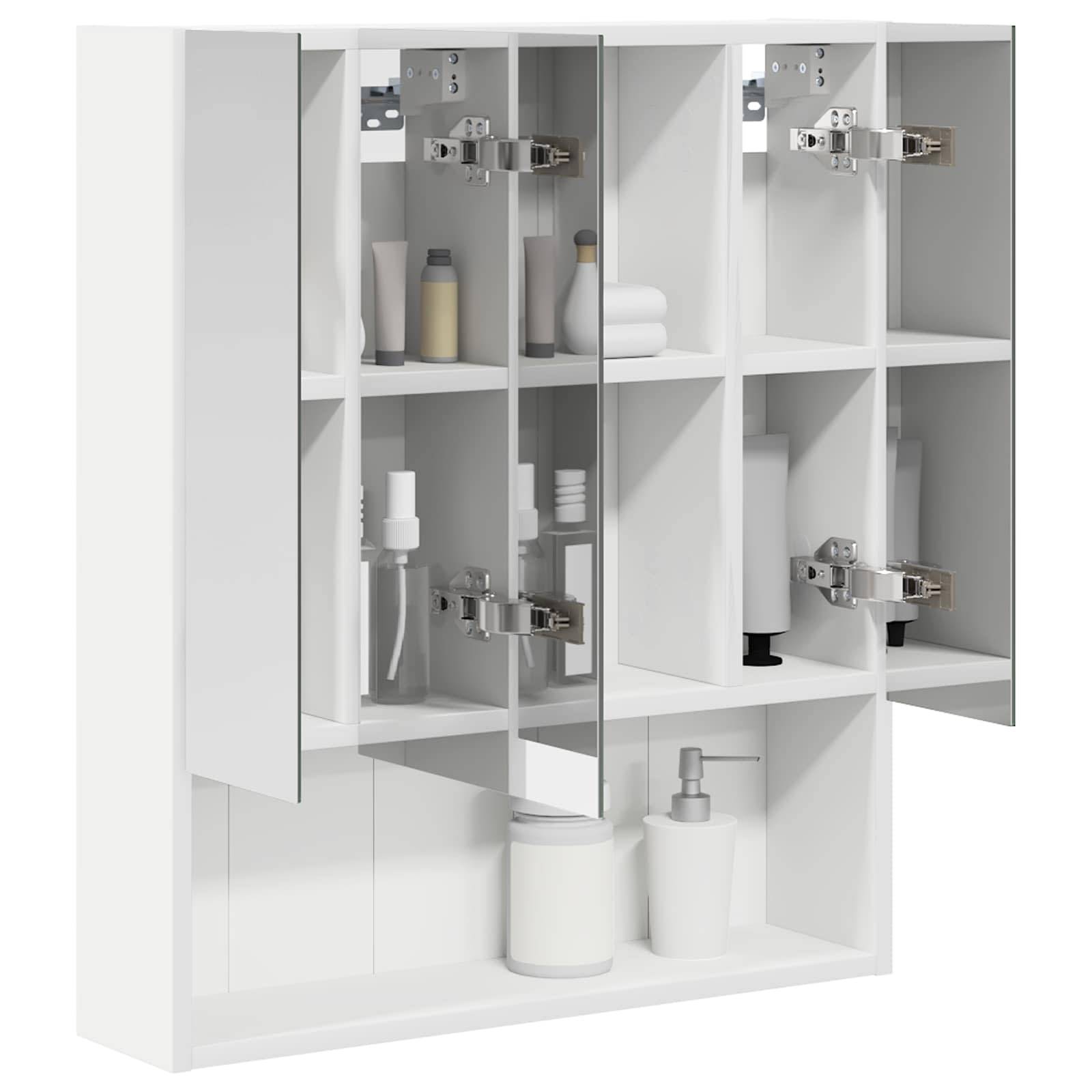 vidaXL Badezimmerspiegelschrank Weiß 60 x 14.5 x 70 cm Holzwerkstoff