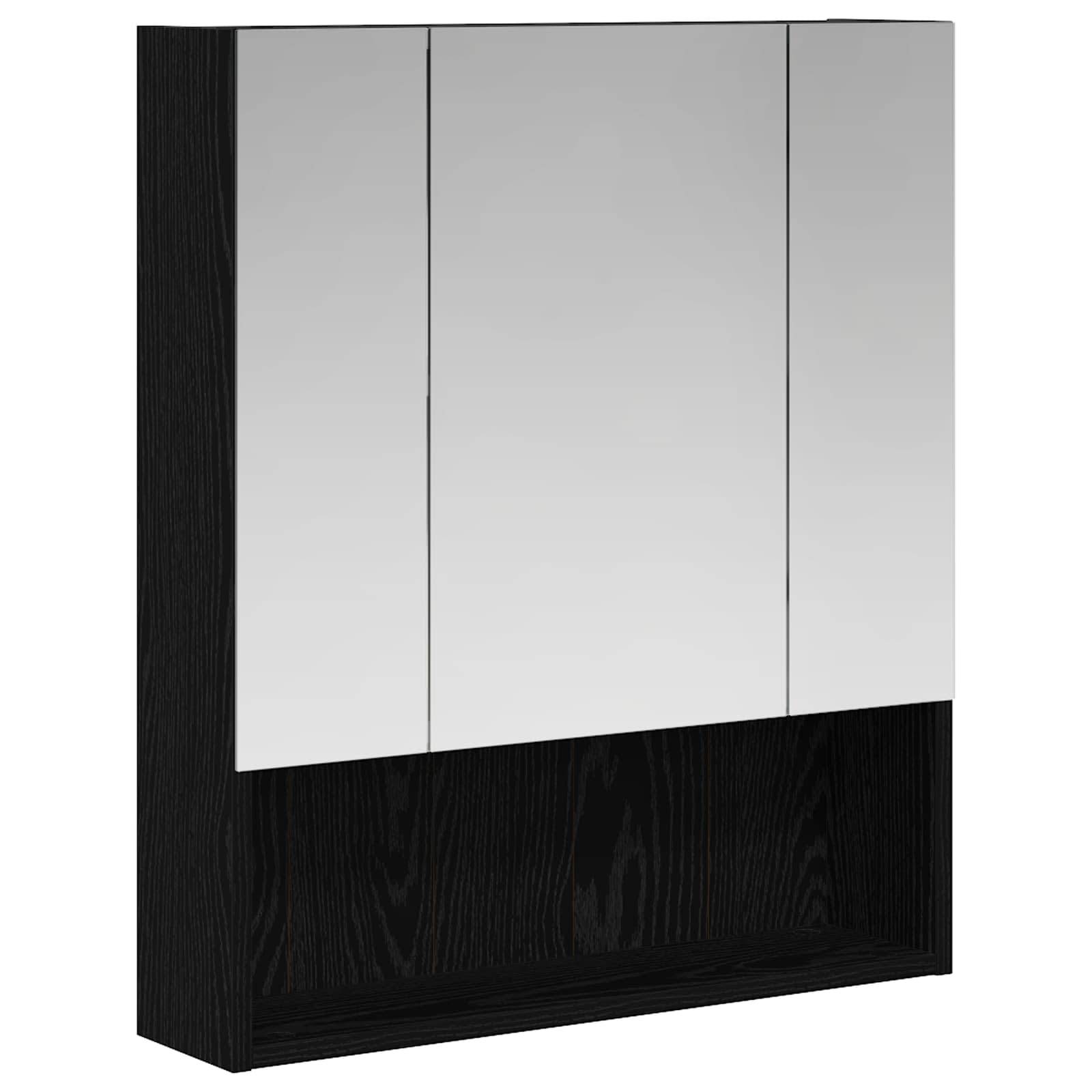 vidaXL Badezimmerspiegelschrank Schwarz Eichen-Optik 60 x 14.5 x 70 cm
