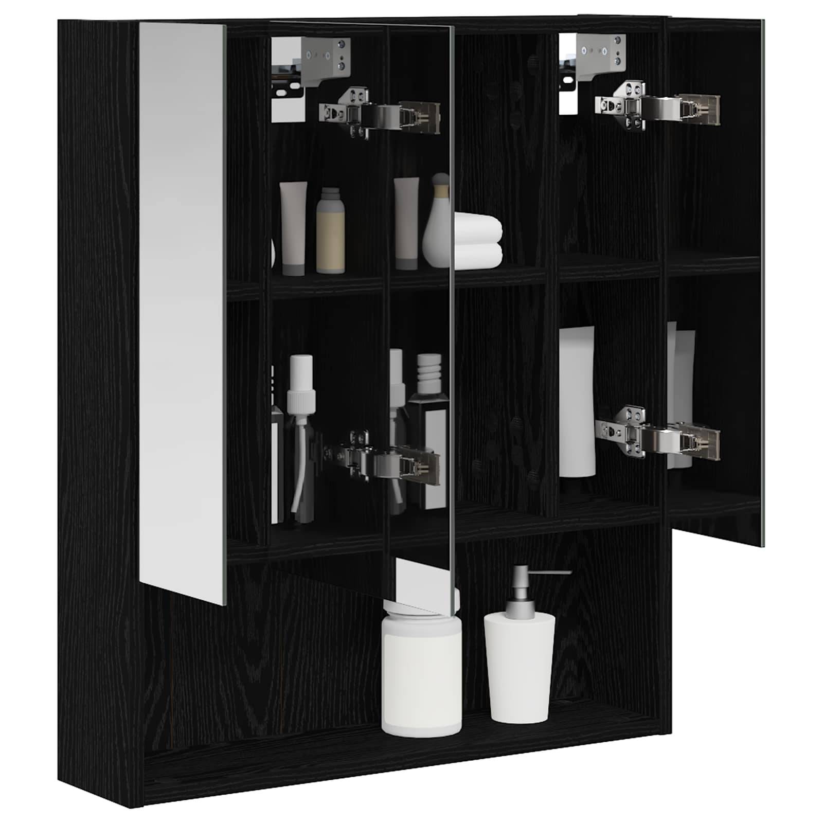 vidaXL Badezimmerspiegelschrank Schwarz Eichen-Optik 60 x 14.5 x 70 cm