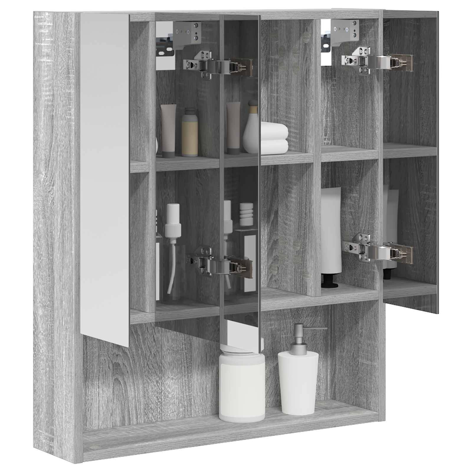 vidaXL Badezimmerspiegelschrank Graues Sonoma 60 x 14.5 x 70 cm