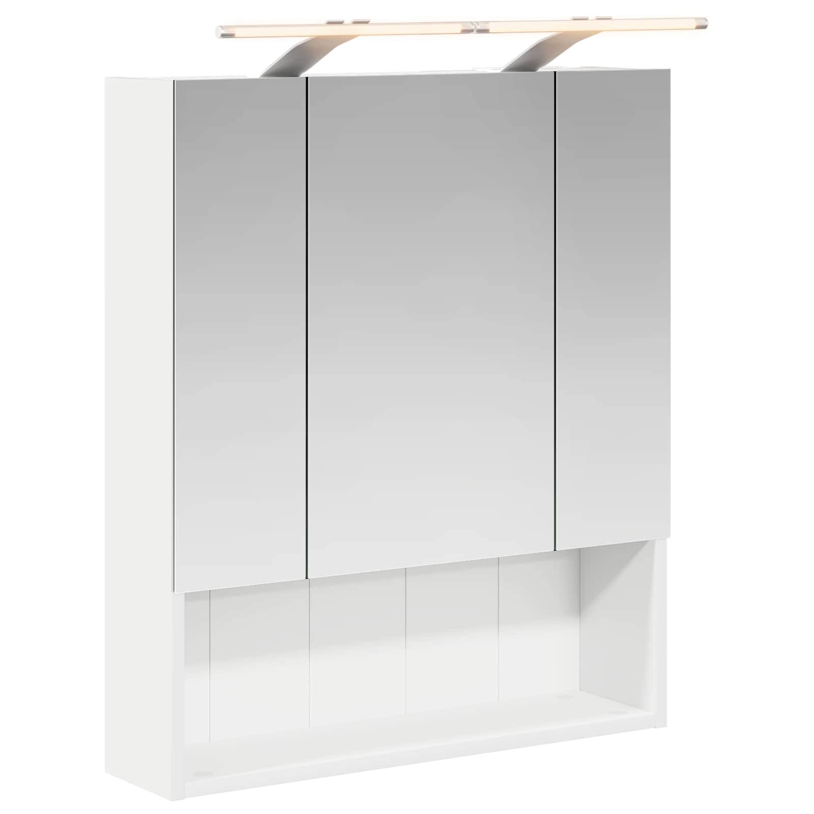 vidaXL Badezimmerspiegelschrank Weiß 60 x 14.5 x 70 cm Holzwerkstoff