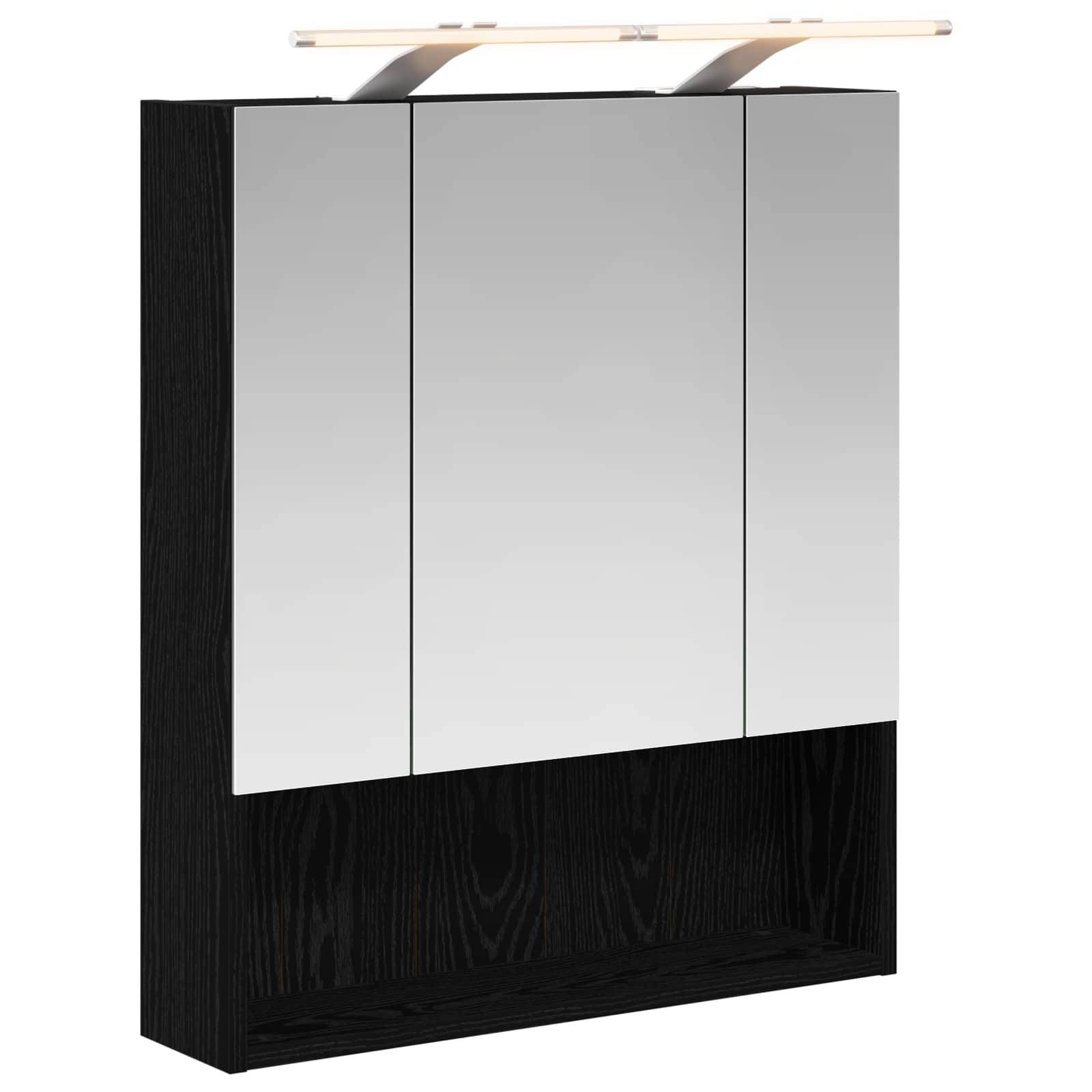 vidaXL Badezimmerspiegelschrank Schwarz Eichen-Optik 60 x 14.5 x 70 cm