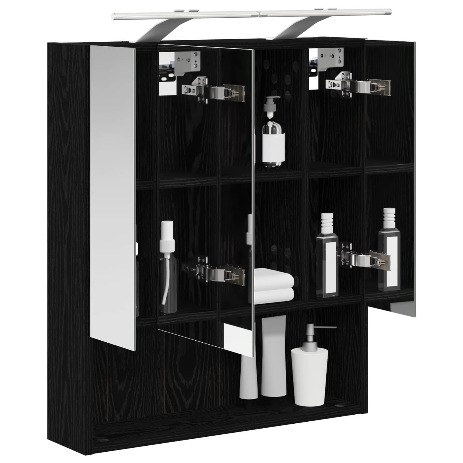 vidaXL Badezimmerspiegelschrank Schwarz Eichen-Optik 60 x 14.5 x 70 cm