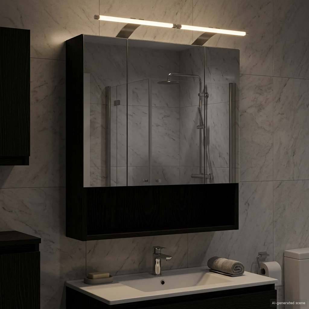 vidaXL Badezimmerspiegelschrank Schwarz Eichen-Optik 60 x 14.5 x 70 cm