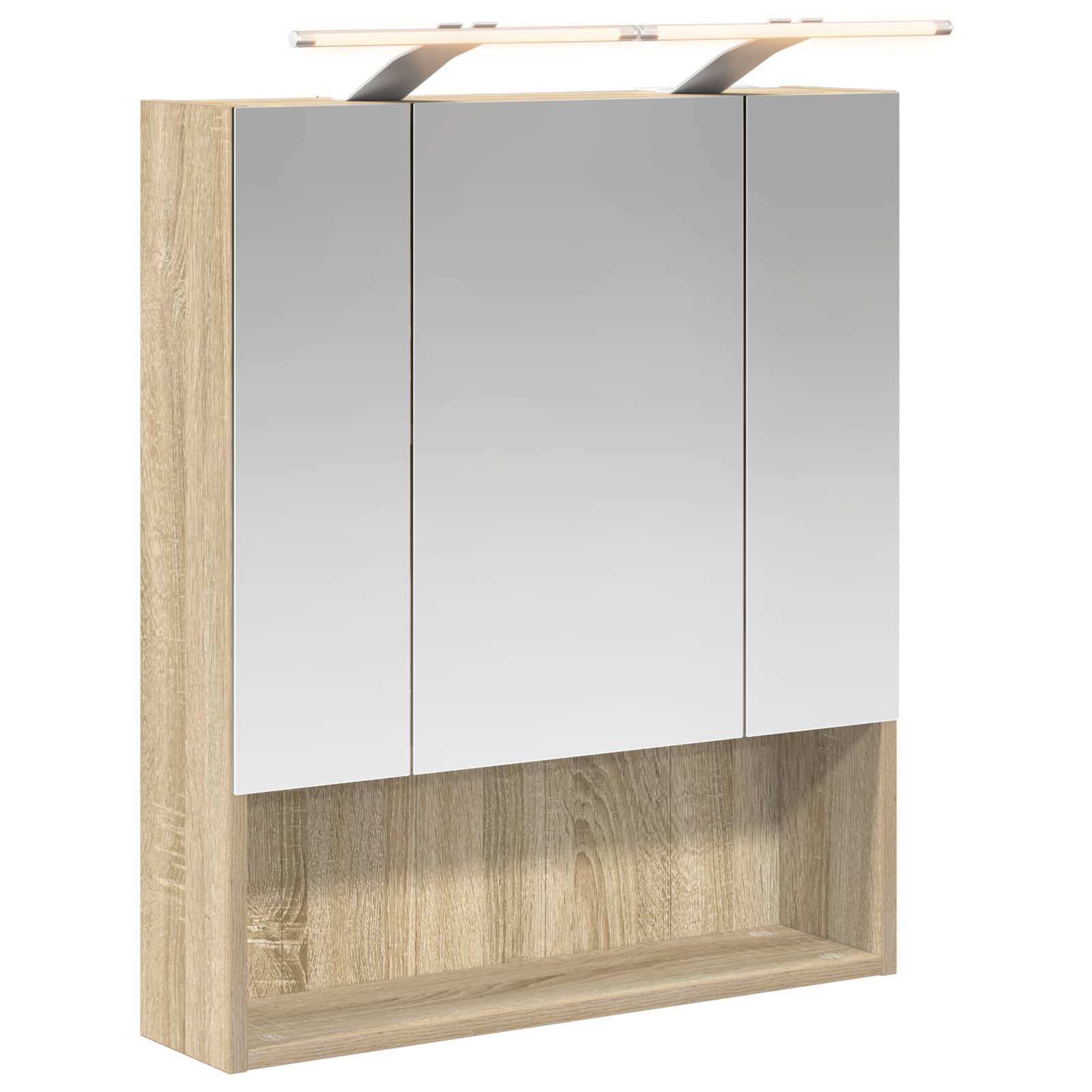 vidaXL Badezimmerspiegelschrank mit Tür Sonoma-Eiche 60 x 14.5 x 70 cm