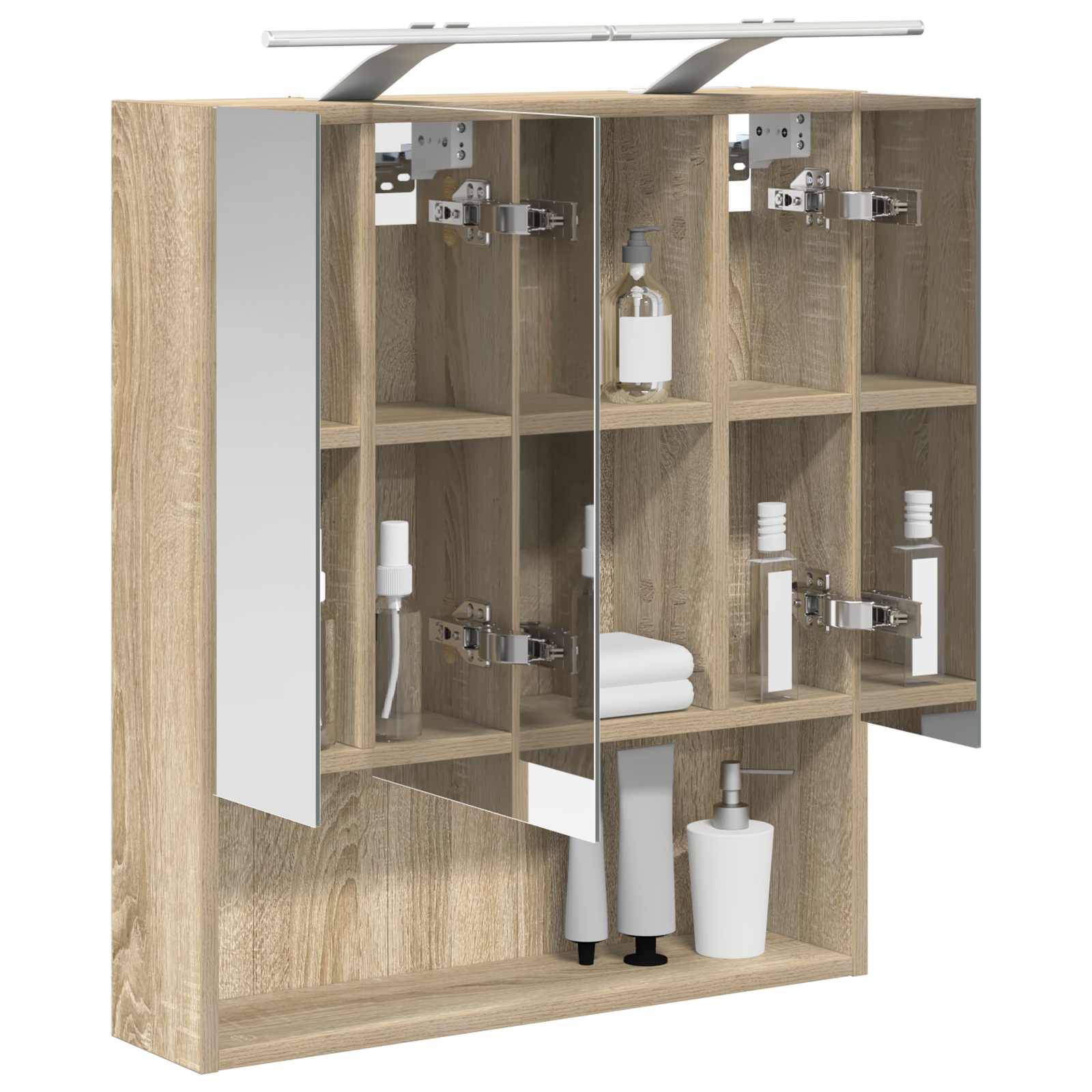 vidaXL Badezimmerspiegelschrank mit Tür Sonoma-Eiche 60 x 14.5 x 70 cm