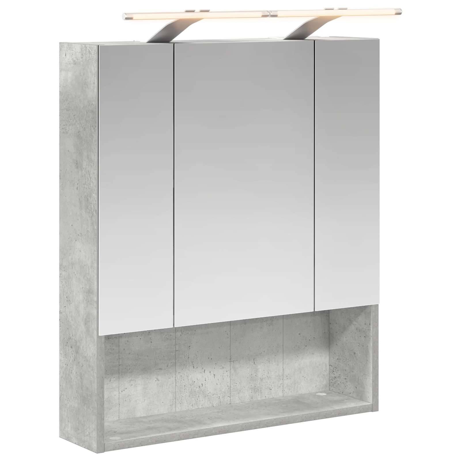 vidaXL Badezimmerspiegelschrank mit Regal Beton Grau 60 x 14.5 x 70 cm