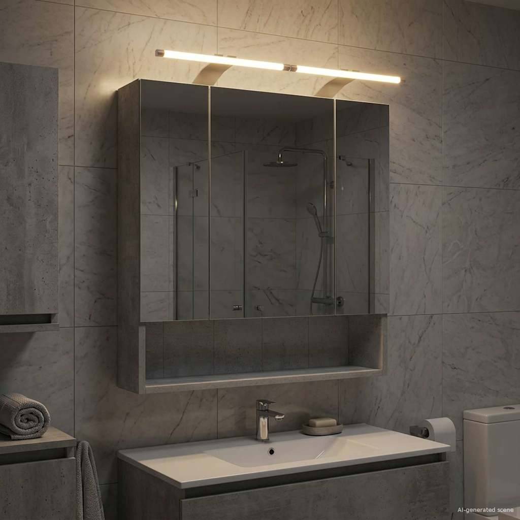 vidaXL Badezimmerspiegelschrank mit Regal Beton Grau 60 x 14.5 x 70 cm