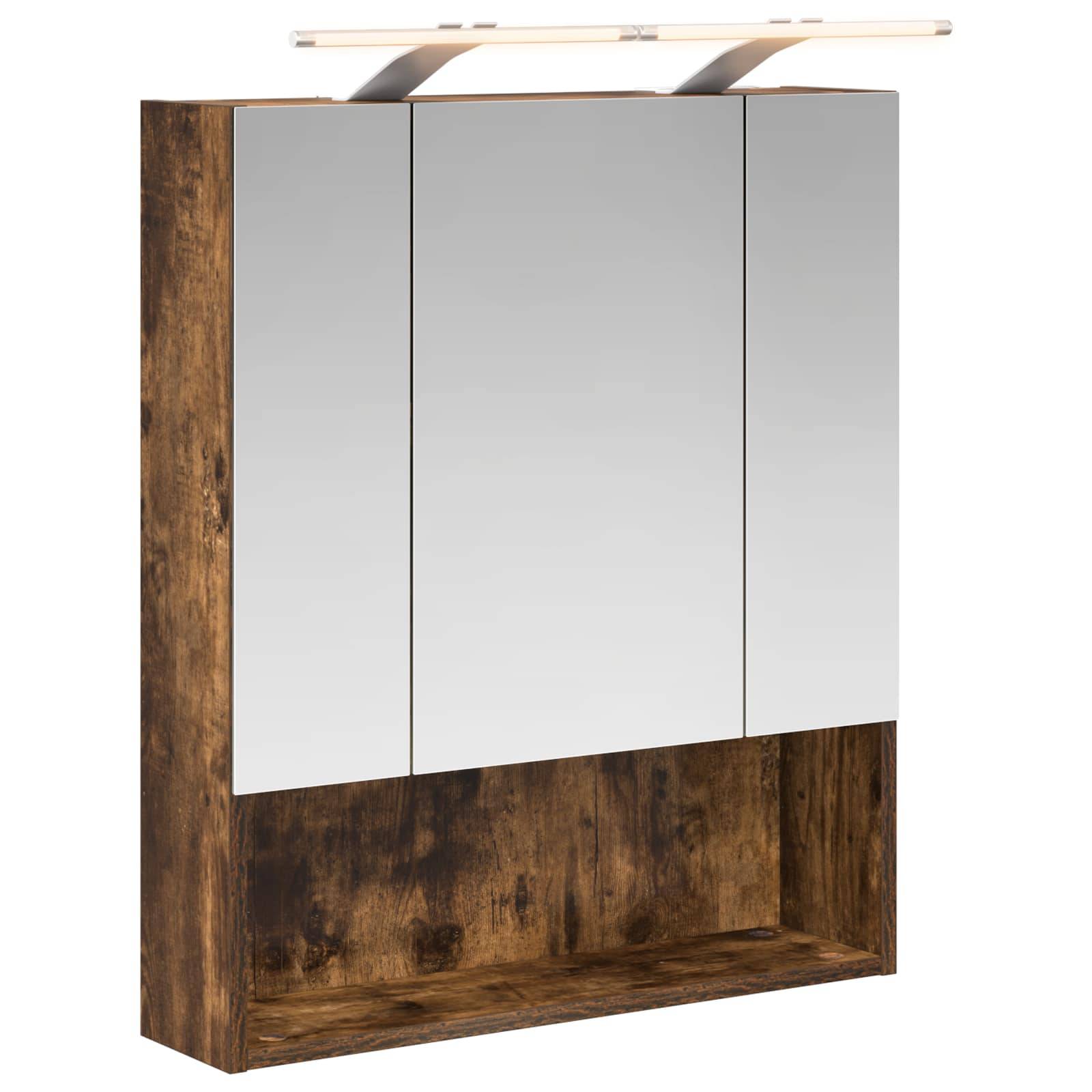 vidaXL Badezimmerspiegelschrank Geräucherte Eiche 60 x 14.5 x 70 cm