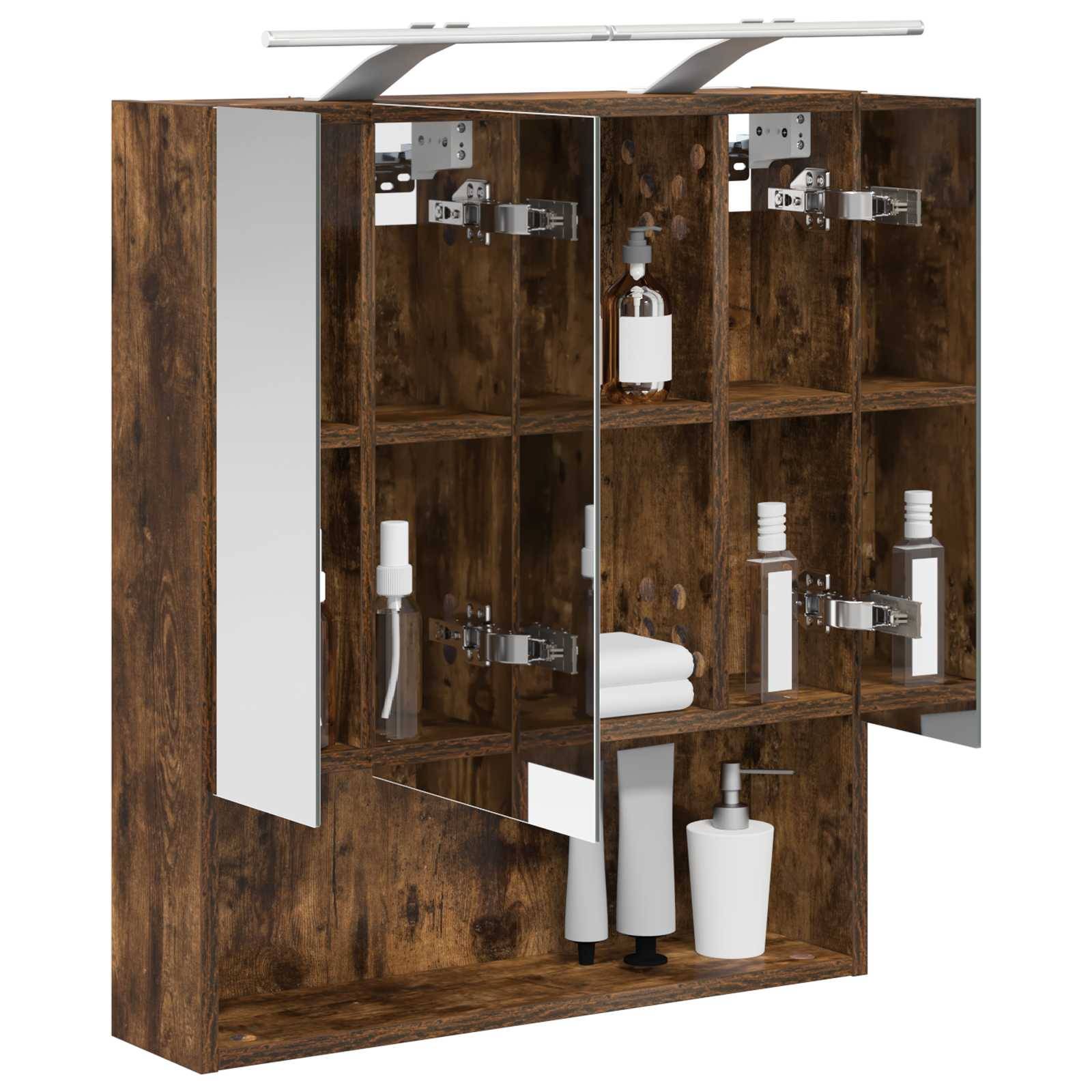vidaXL Badezimmerspiegelschrank Geräucherte Eiche 60 x 14.5 x 70 cm