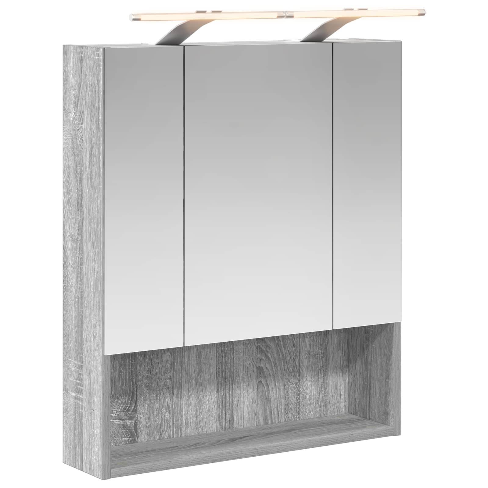 vidaXL Badezimmerspiegelschrank Graues Sonoma 60 x 14.5 x 70 cm