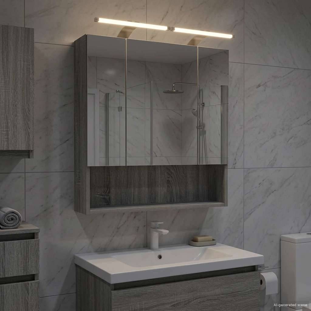 vidaXL Badezimmerspiegelschrank Graues Sonoma 60 x 14.5 x 70 cm