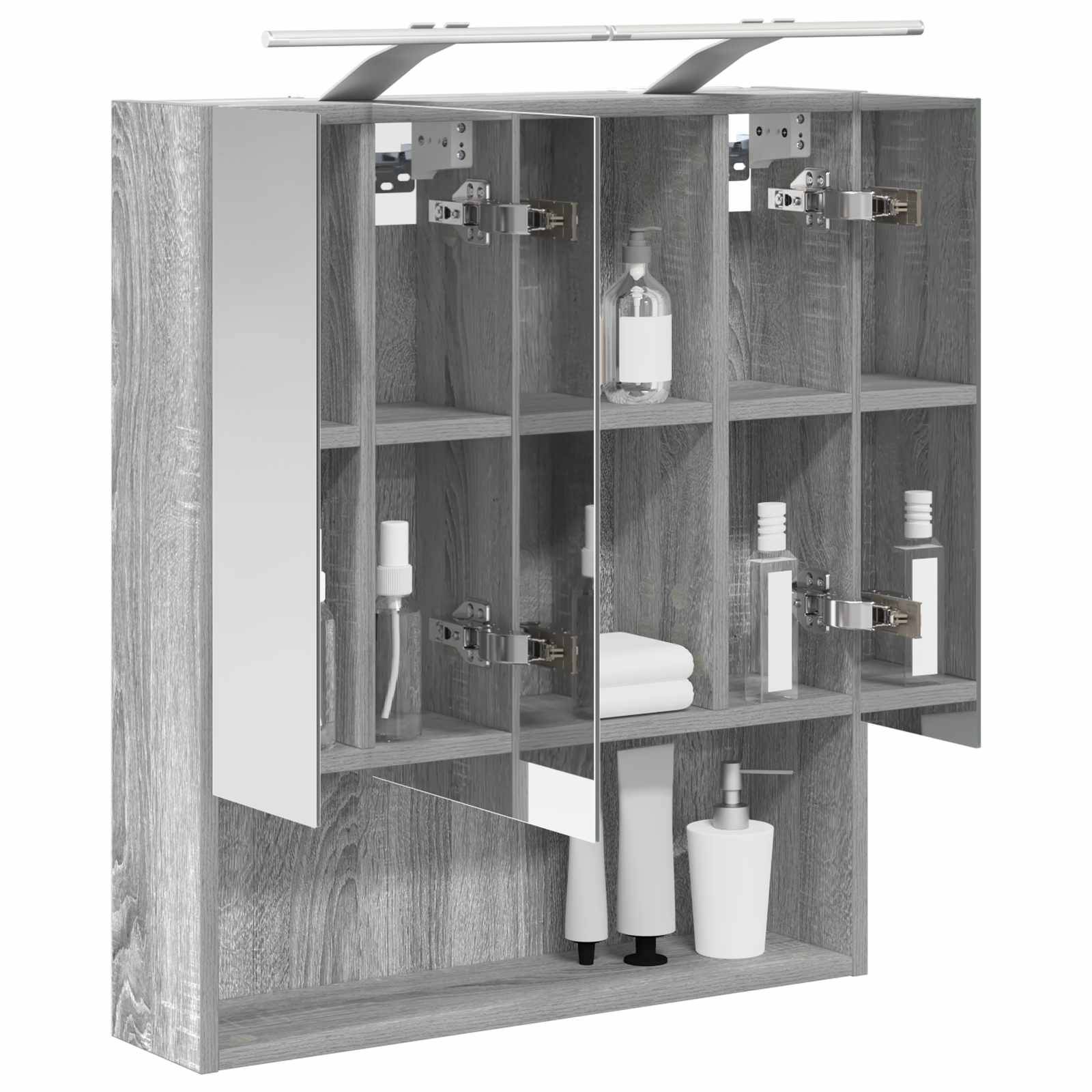 vidaXL Badezimmerspiegelschrank Graues Sonoma 60 x 14.5 x 70 cm