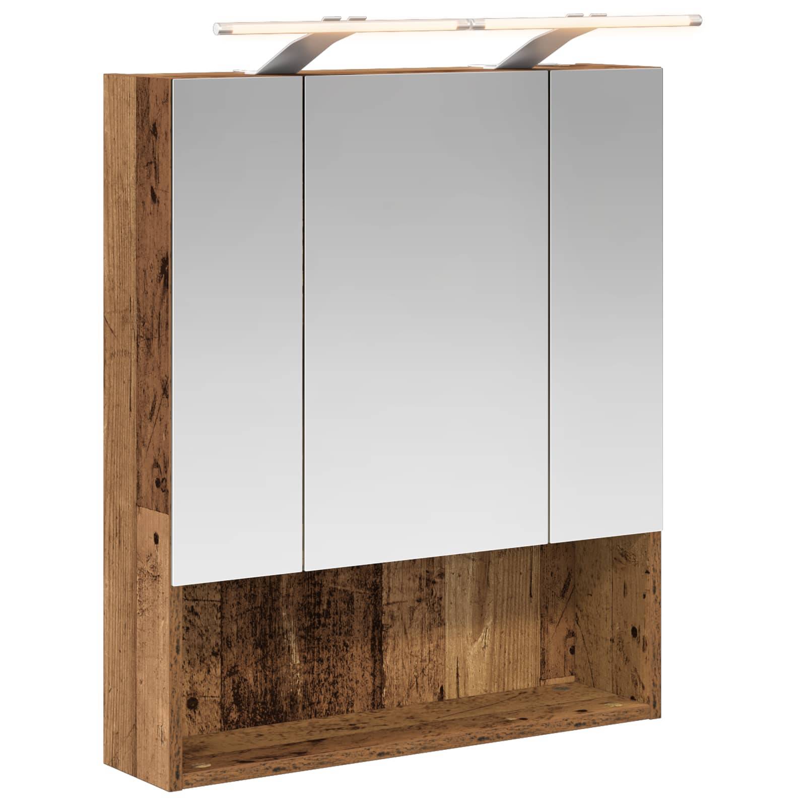 vidaXL Badezimmerspiegelschrank mit Regal Altholz 60 x 14.5 x 70 cm