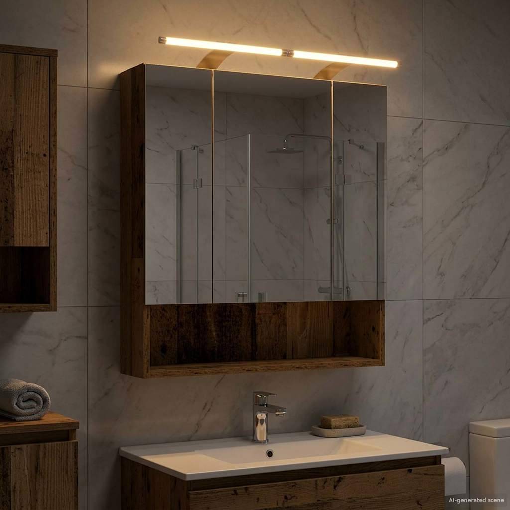 vidaXL Badezimmerspiegelschrank mit Regal Altholz 60 x 14.5 x 70 cm