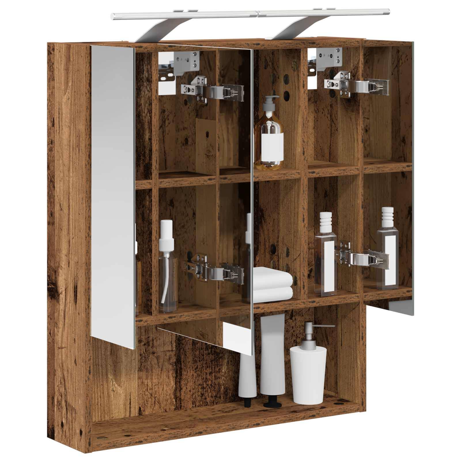 vidaXL Badezimmerspiegelschrank mit Regal Altholz 60 x 14.5 x 70 cm
