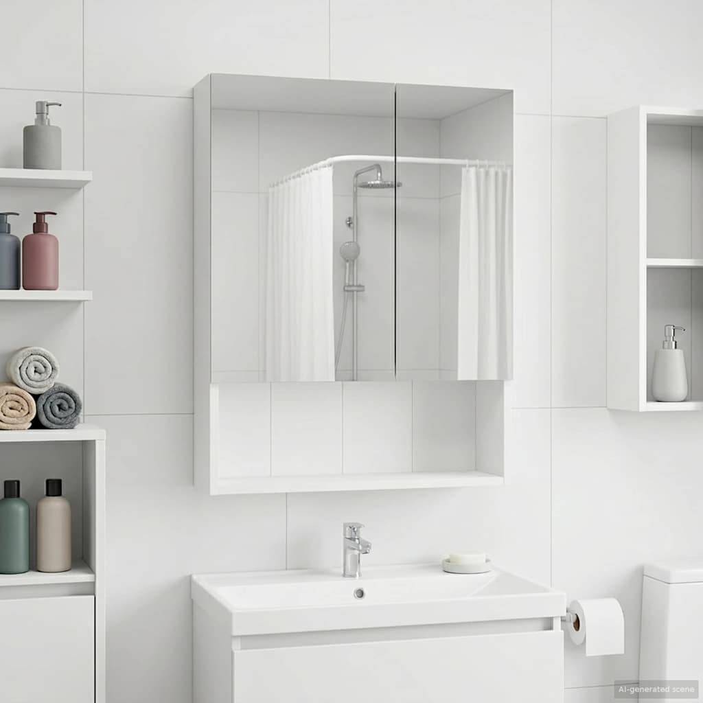 vidaXL Badezimmerspiegelschrank Weiß 50 x 14,5 x 70 cm Holzwerkstoff