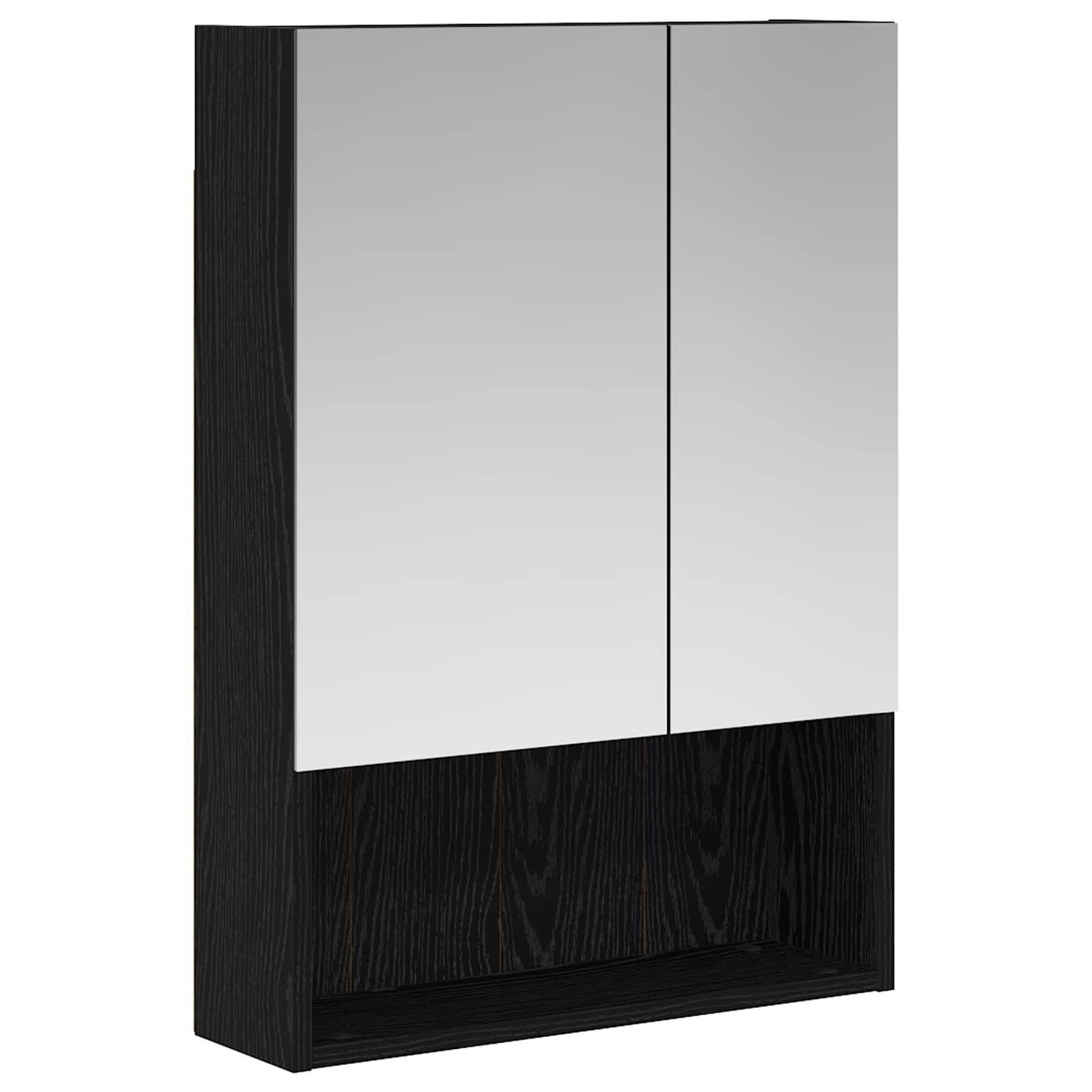 vidaXL Badezimmerspiegelschrank Schwarz Eichen-Optik 50 x 14,5 x 70 cm