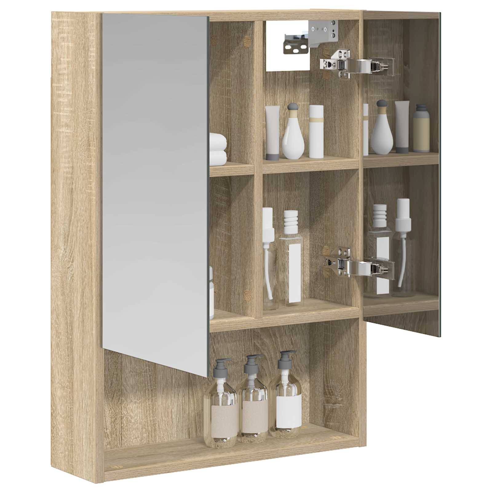 vidaXL Badezimmerspiegelschrank mit Tür Sonoma-Eiche 50 x 14,5 x 70 cm