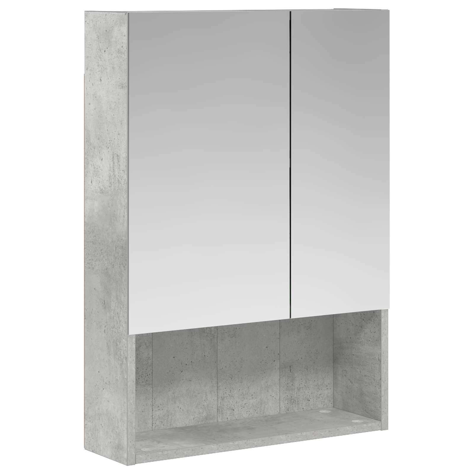 vidaXL Badezimmerspiegelschrank mit Regal Beton Grau 50 x 14,5 x 70 cm