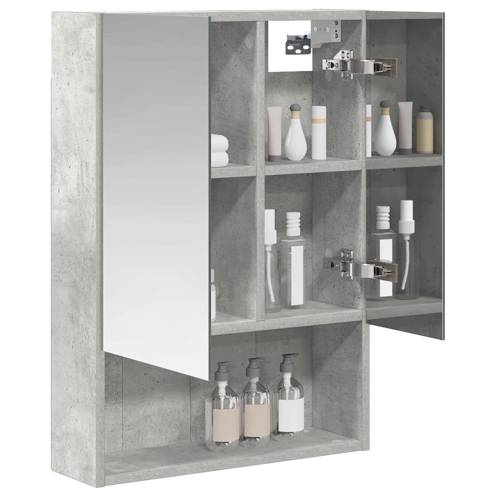 vidaXL Badezimmerspiegelschrank mit Regal Beton Grau 50 x 14,5 x 70 cm