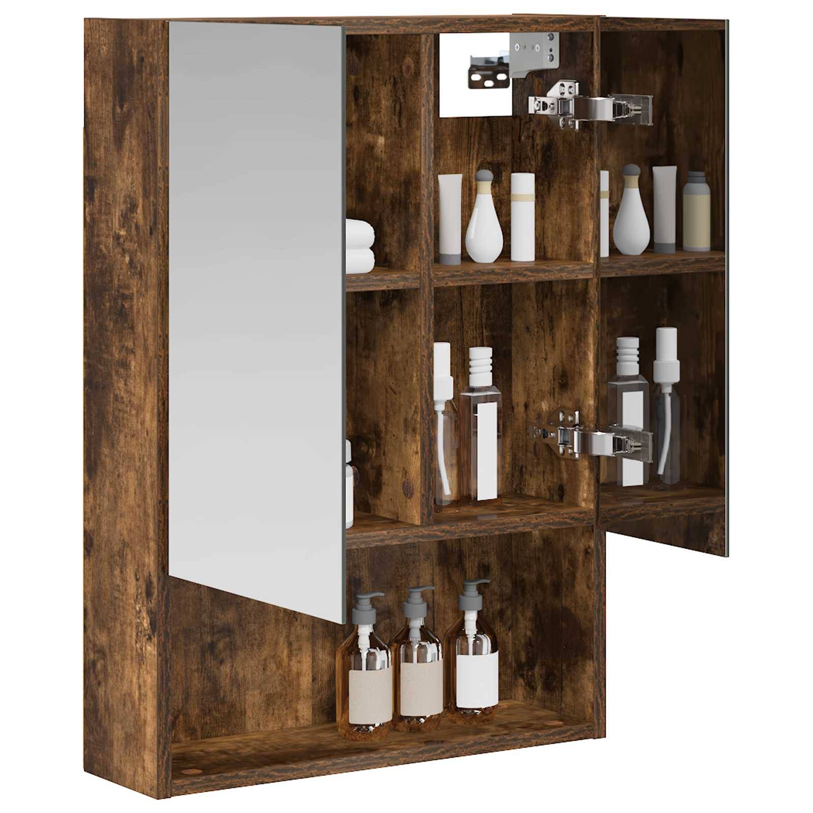 vidaXL Badezimmerspiegelschrank Geräucherte Eiche 50 x 14,5 x 70 cm