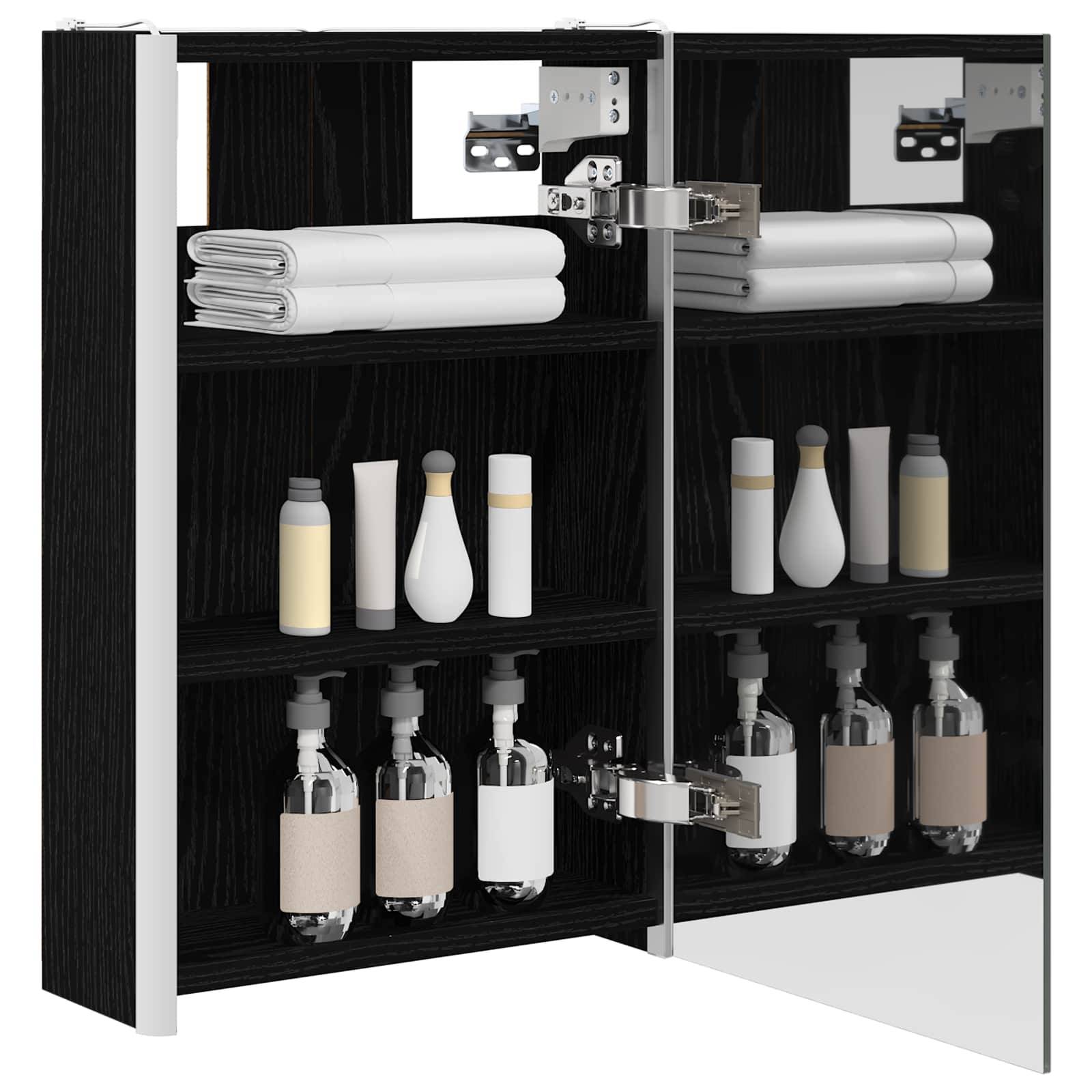 vidaXL Badezimmerspiegelschrank Schwarz Eichen-Optik 33 x 11,5 x 50 cm