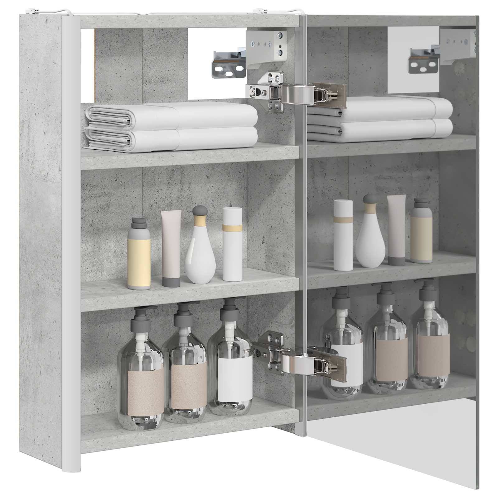 vidaXL Badezimmerspiegelschrank Beton Grau 33 x 11,5 x 50 cm