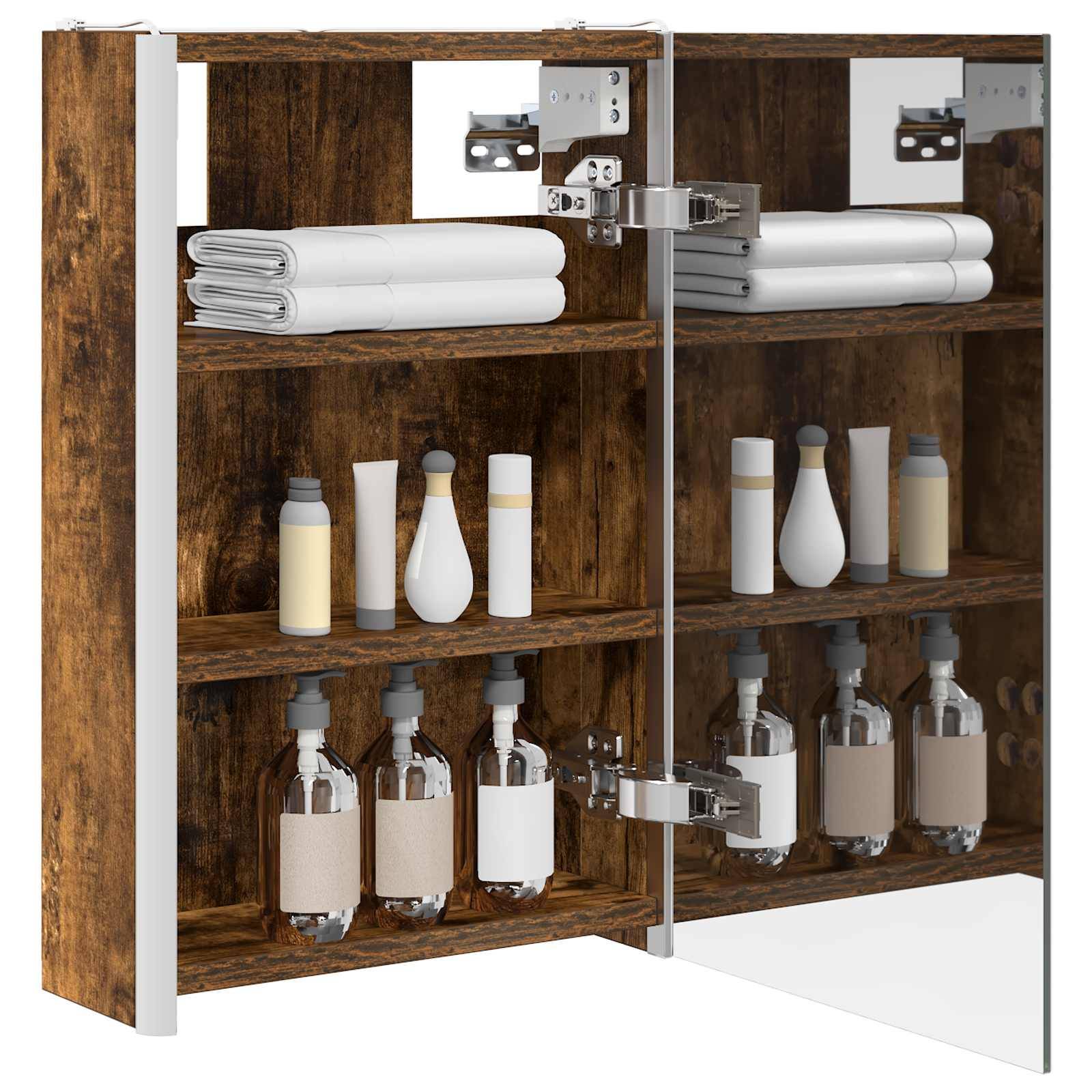 vidaXL Badezimmerspiegelschrank Geräucherte Eiche 33 x 11,5 x 50 cm