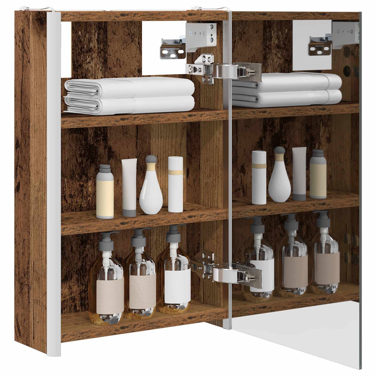 vidaXL Badezimmerspiegelschrank Altholz 33 x 11,5 x 50 cm