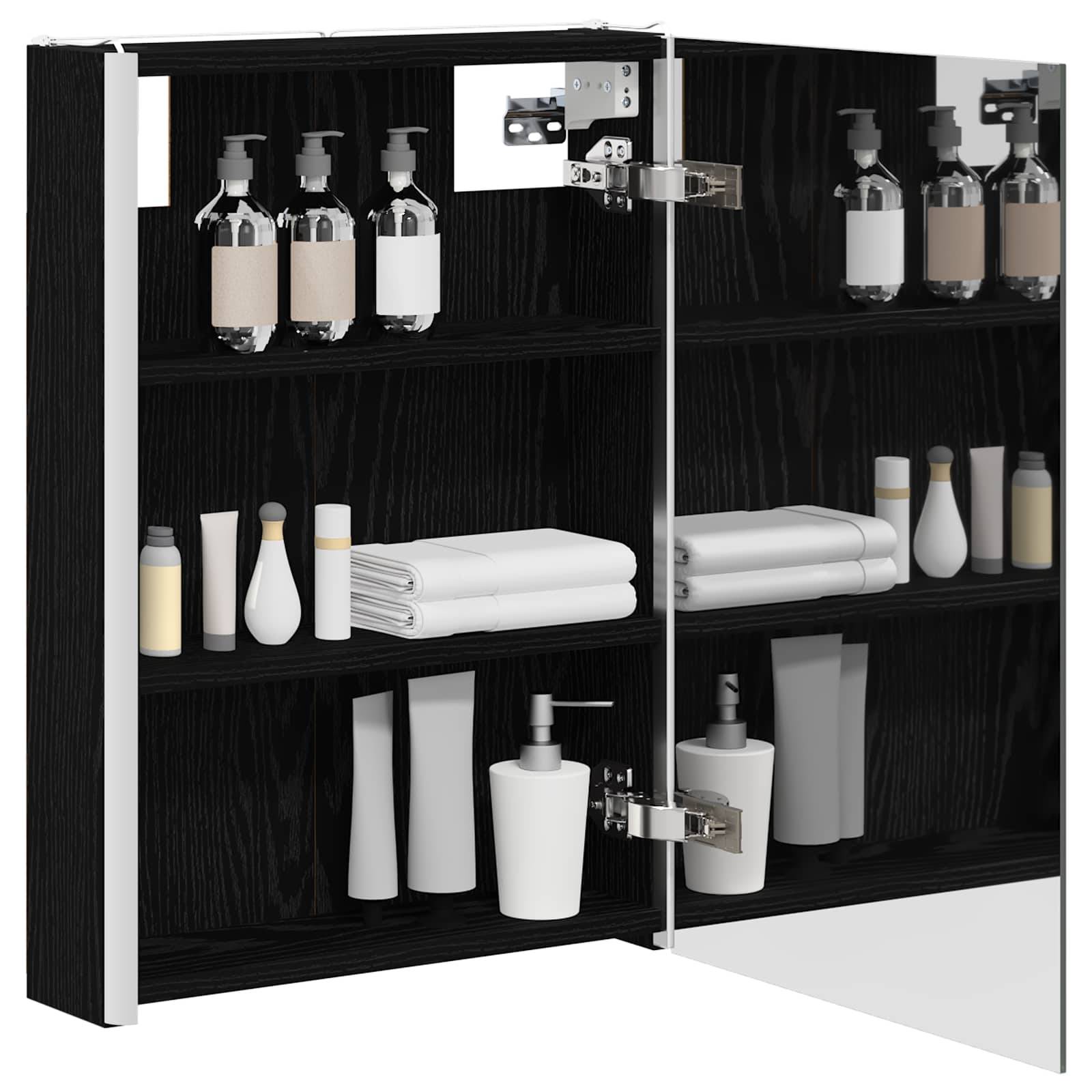 vidaXL Badezimmerspiegelschrank Schwarz Eichen-Optik