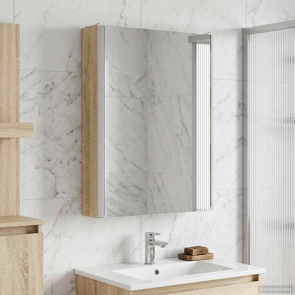vidaXL Badezimmerspiegelschrank Sonoma-Eiche 43 x 11,5 x 60,5 cm