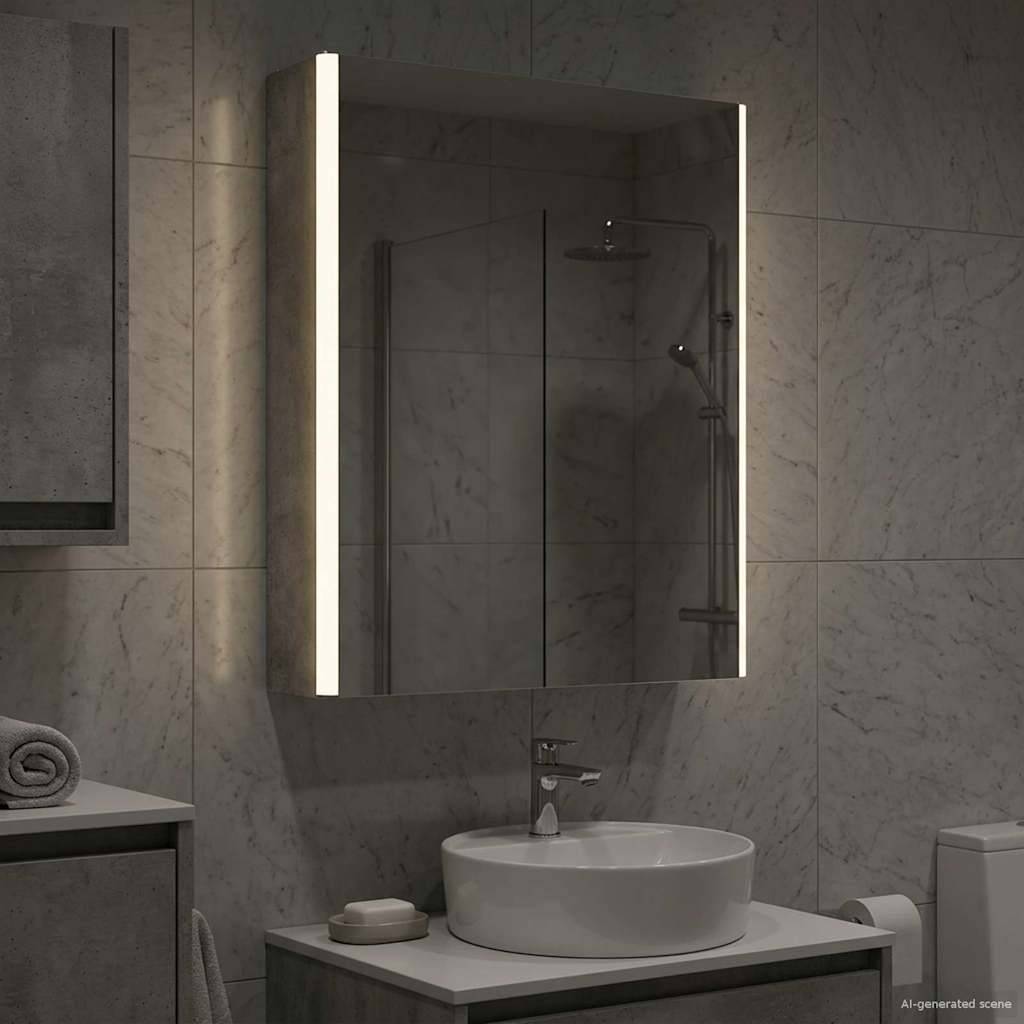 vidaXL Badezimmerspiegelschrank Beton Grau 43 x 11,5 x 60,5 cm