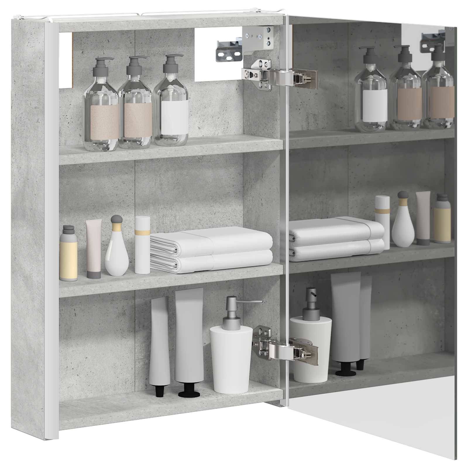 vidaXL Badezimmerspiegelschrank Beton Grau 43 x 11,5 x 60,5 cm