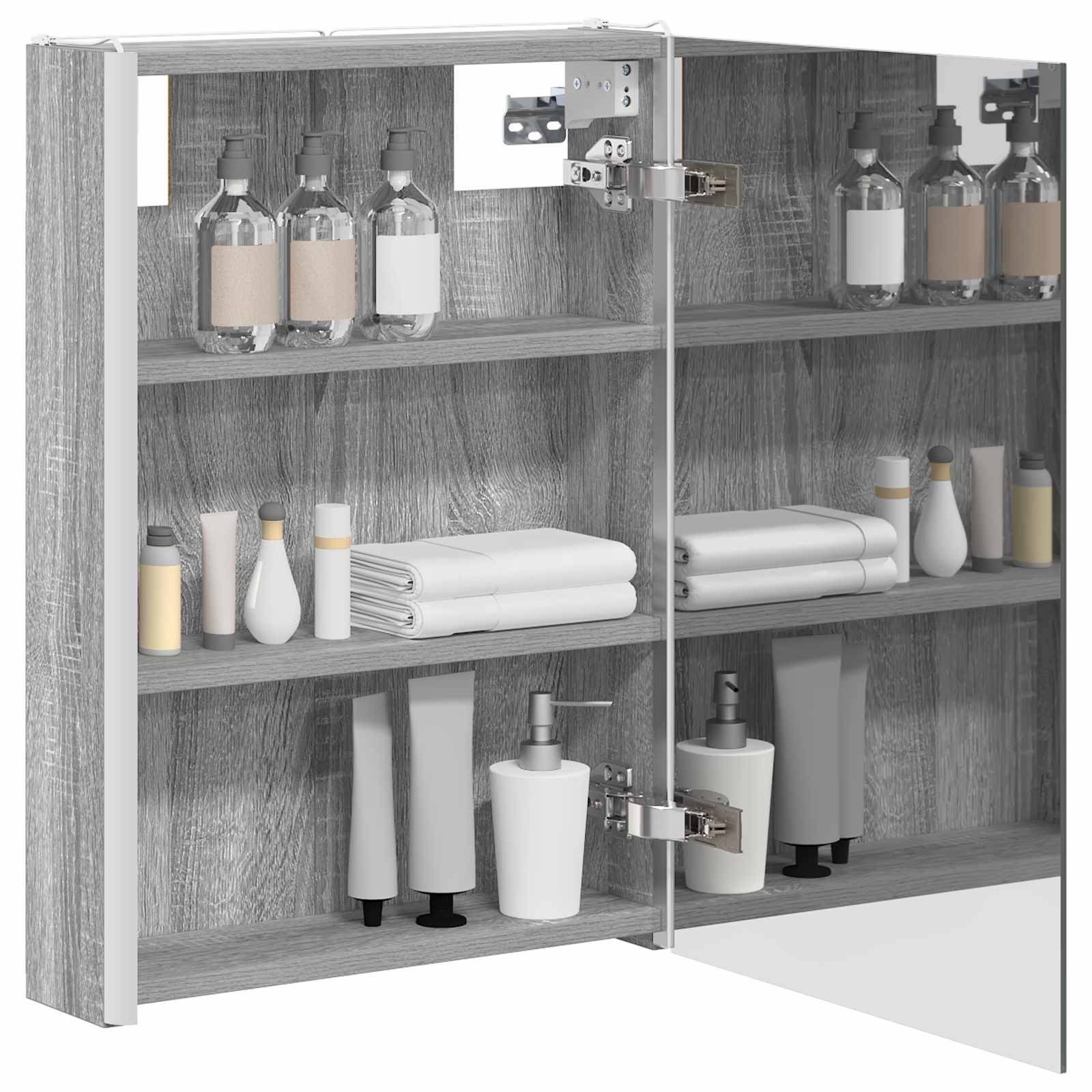 vidaXL Badezimmerspiegelschrank Graues Sonoma 43 x 11,5 x 60,5 cm