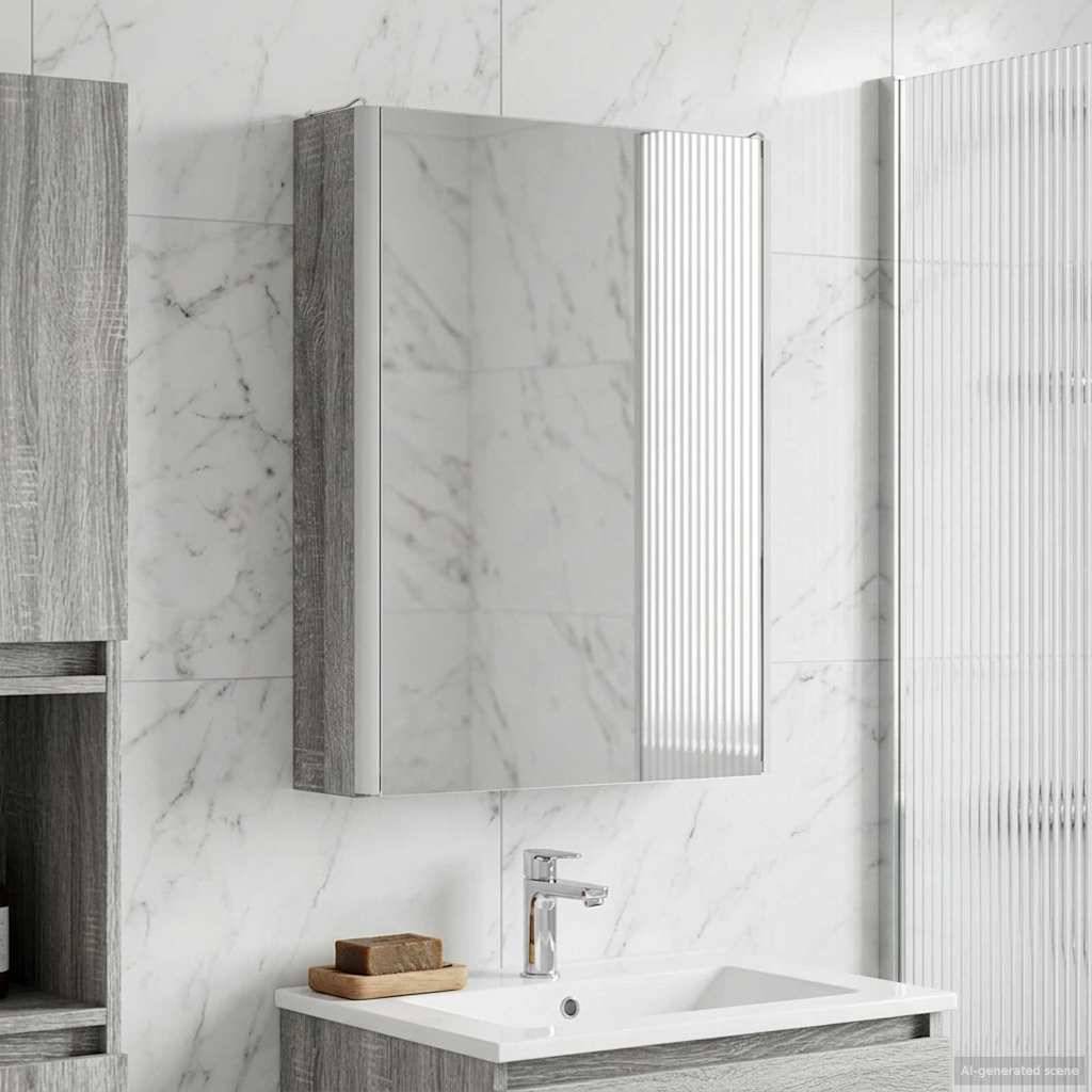 vidaXL Badezimmerspiegelschrank Graues Sonoma 43 x 11,5 x 60,5 cm
