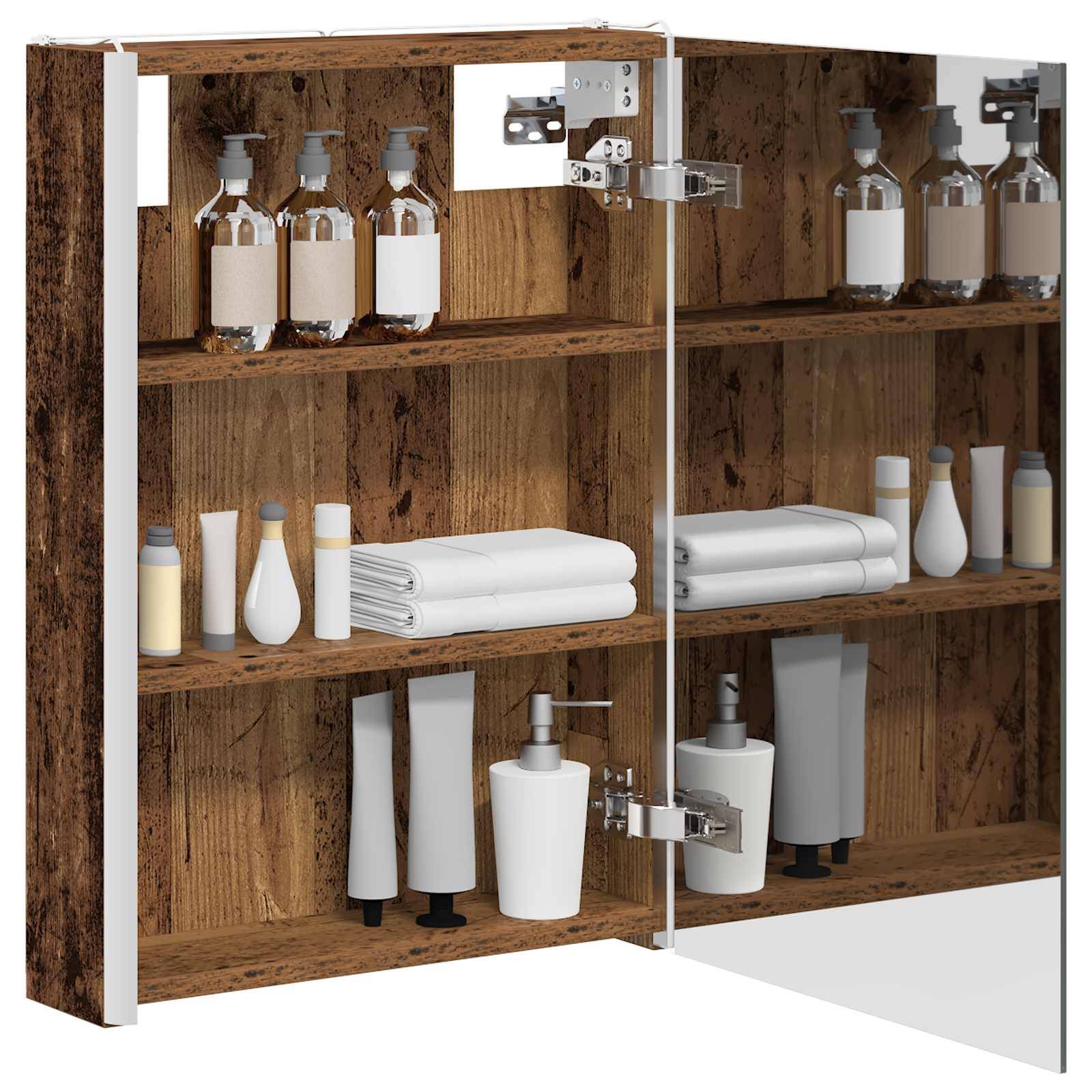 vidaXL Badezimmerspiegelschrank Altholz 43 x 11,5 x 60,5 cm